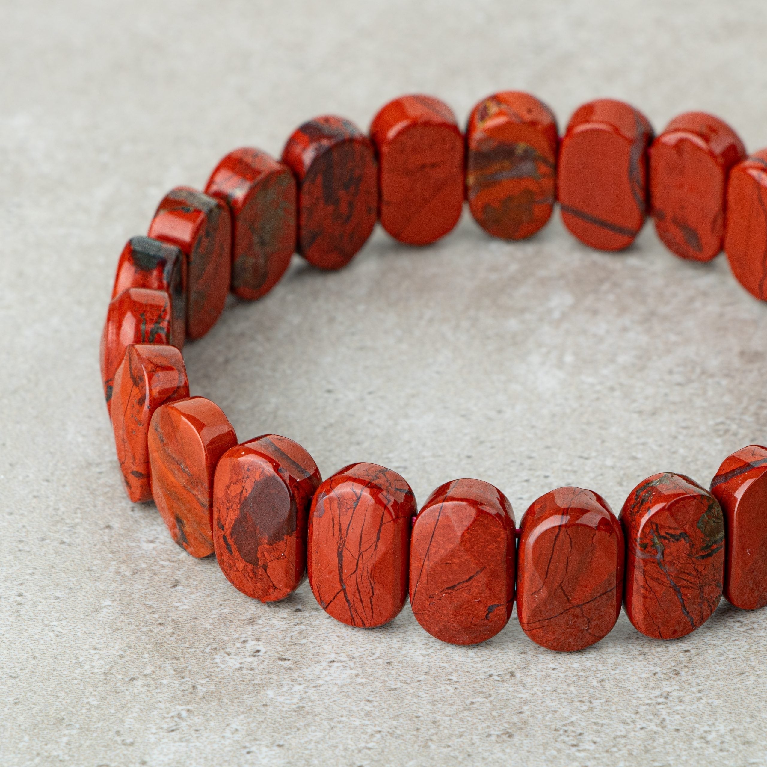 Certified Jasper Wide Cut Natural Gemstone Bracelet