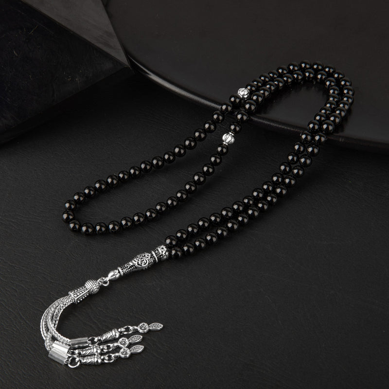Laboratory Certified Black Tourmaline Natural Gemstone Prayer Beads 99-Bead – 6mm