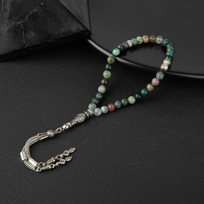 Laboratory Certified Indian Agate Natural Gemstone Prayer Beads 33-Bead – 6 mm