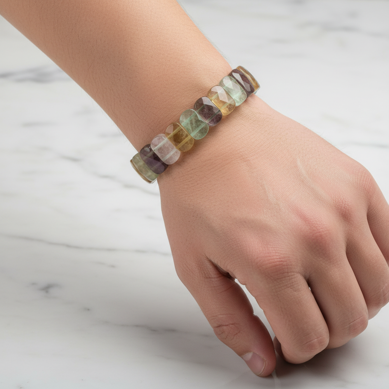 Laboratory Certified Yellow Fluorite Wide Cut Natural Gemstone Bracelet