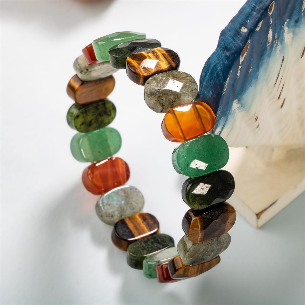 Laboratory Certified Aquarius Zodiac Wide-Cut Natural Stone Women’s Bracelet