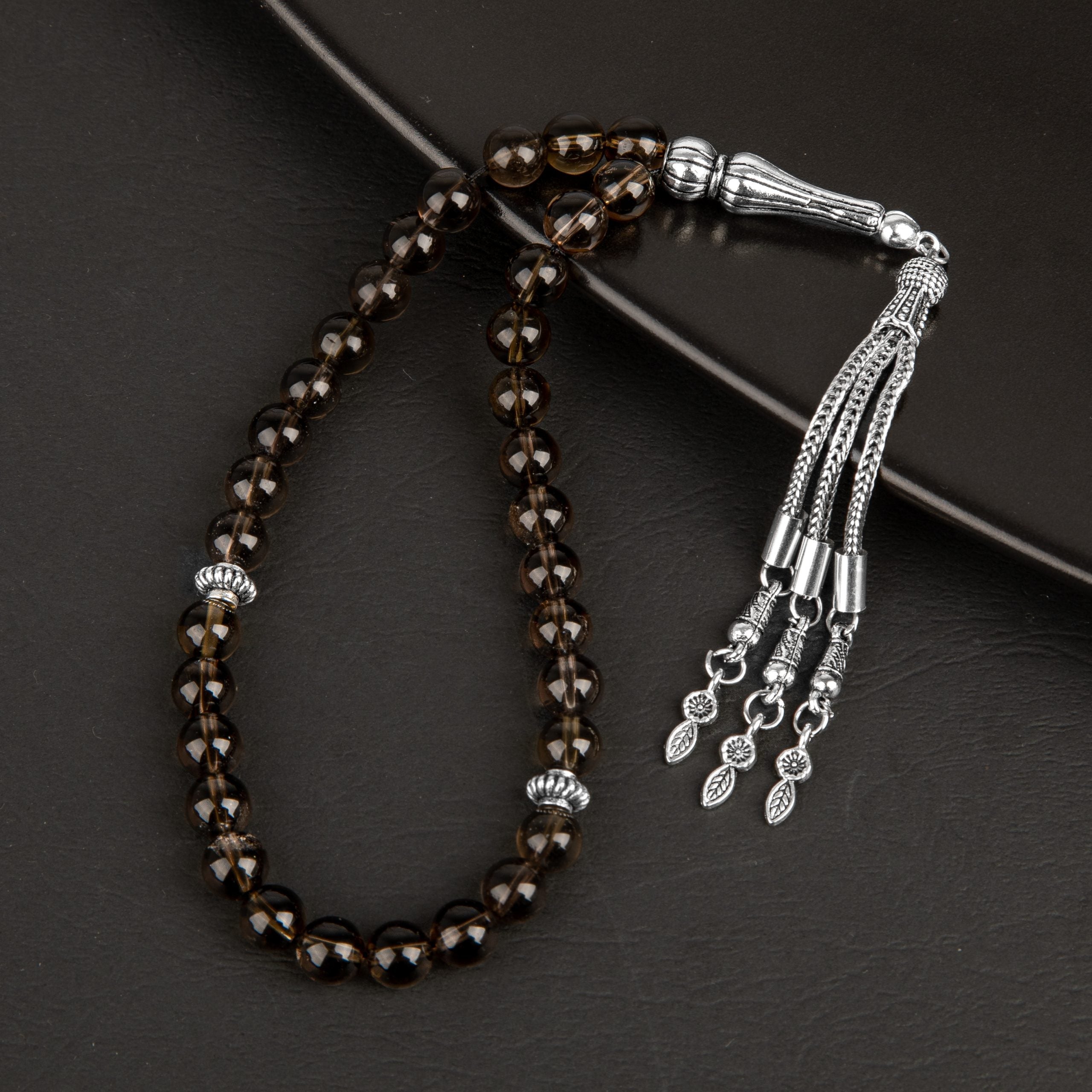 Smoky Quartz Natural Gemstone Prayer Beads 33-Bead – 8mm Handcrafted