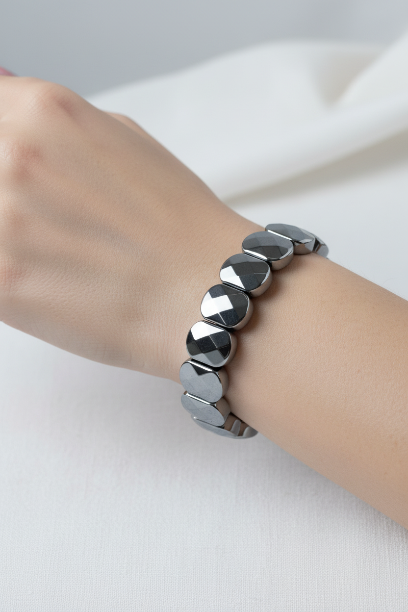 Trehartz Wide Cut Natural Gemstone Bracelet