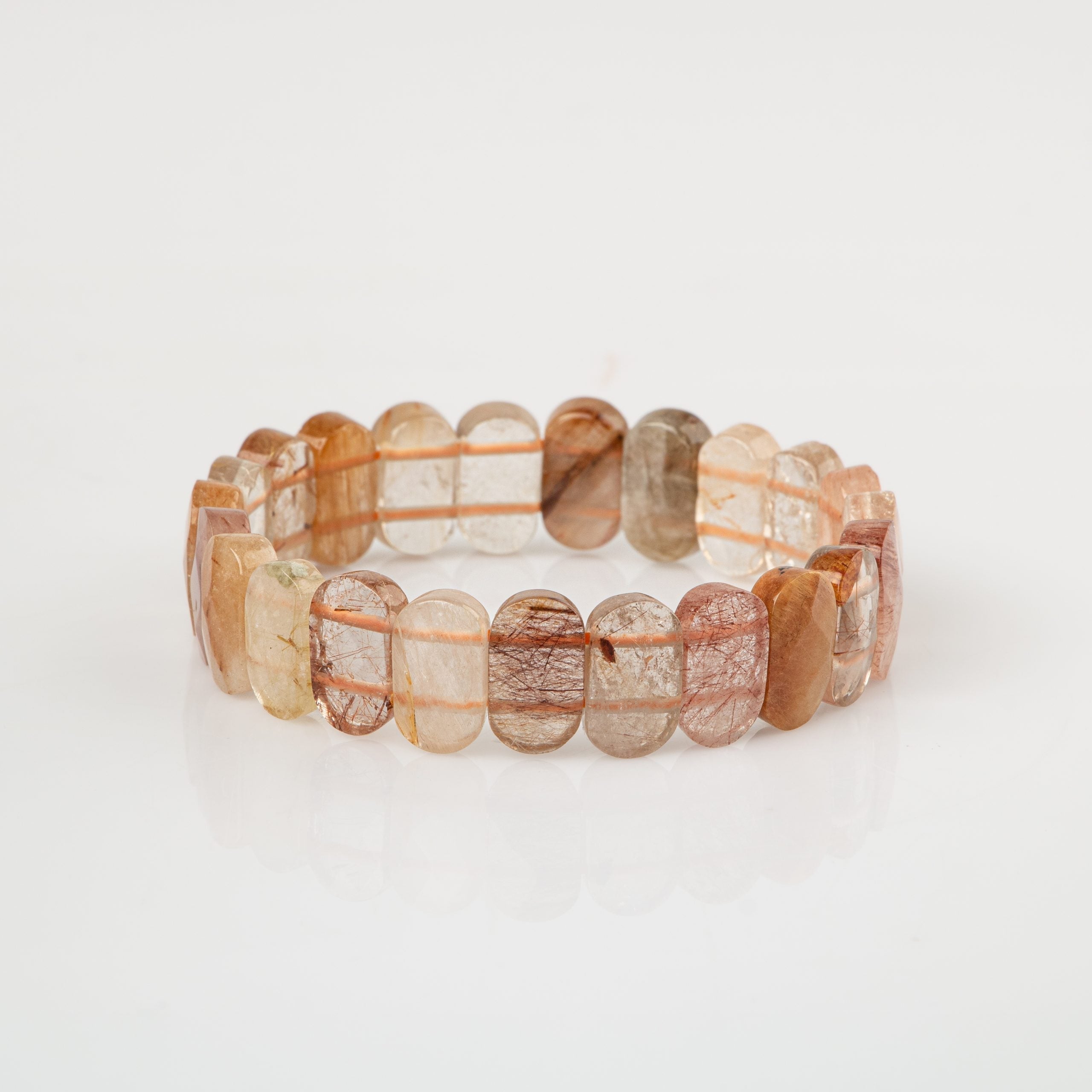 Certified Golden Rutilated Quartz Wide Cut Natural Gemstone Bracelet