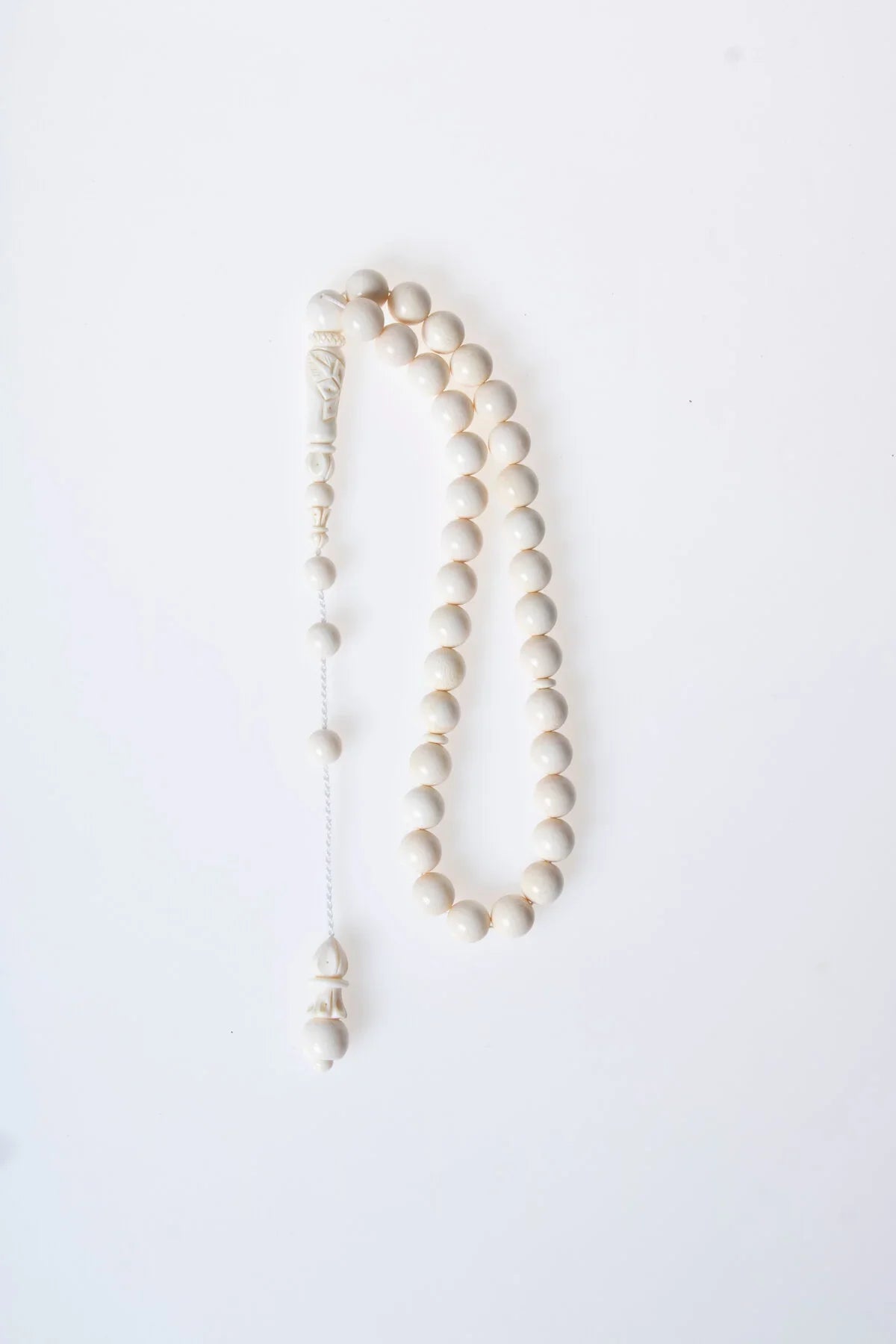 Laboratory Certified Ivory Tone Natural Stone Prayer Beads – 33 Beads, 9 mm