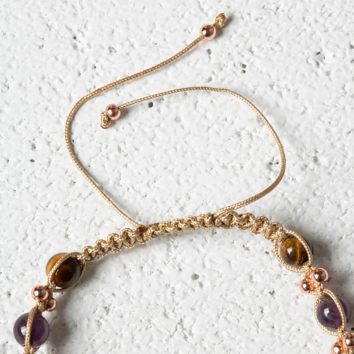 Laboratory Certified Amethyst, Tiger’s Eye, Rose Quartz & Chrysocolla Natural Stone Bracelet