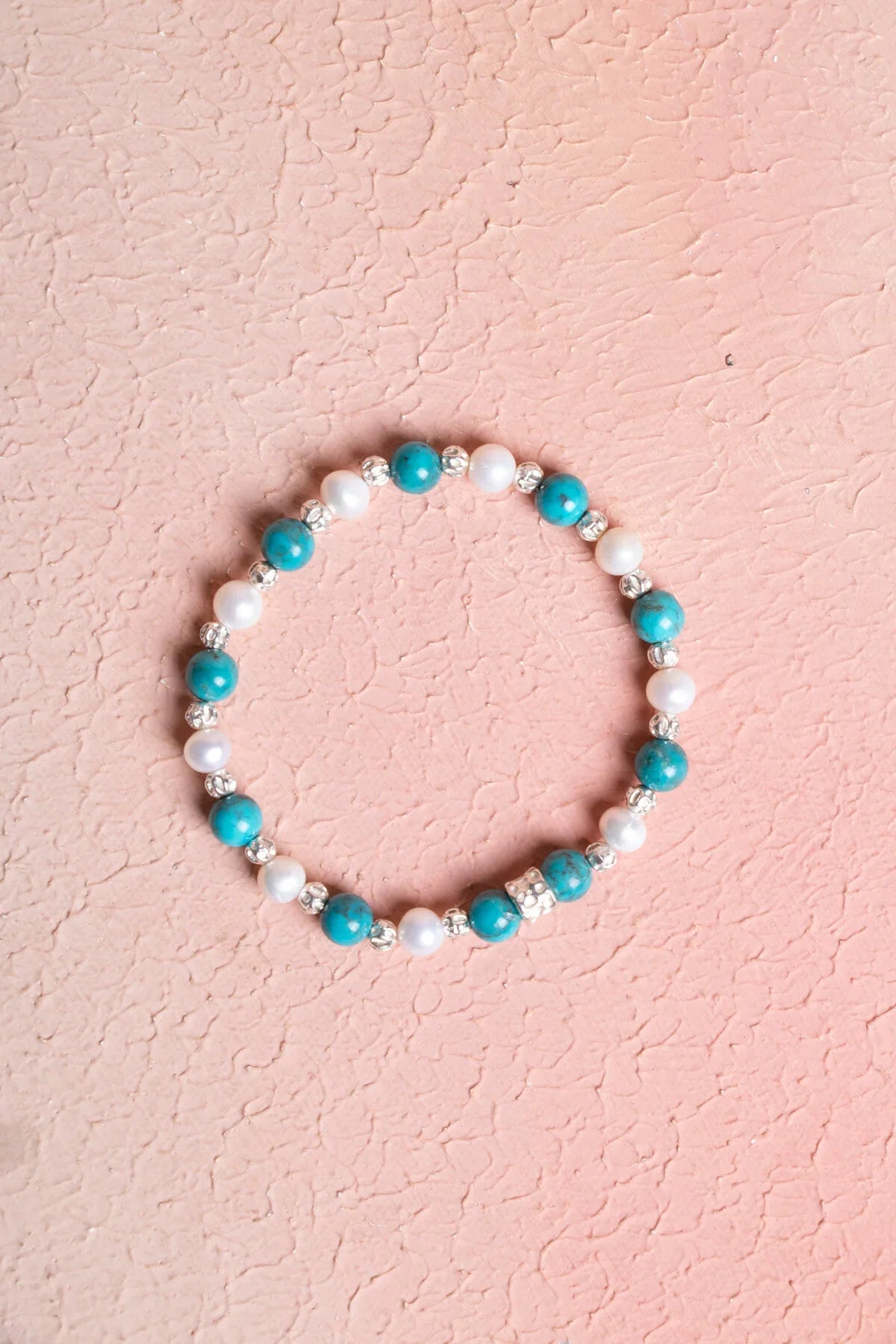 Laboratory Certified Turquoise Natural Stone Bracelet with Silver Accents