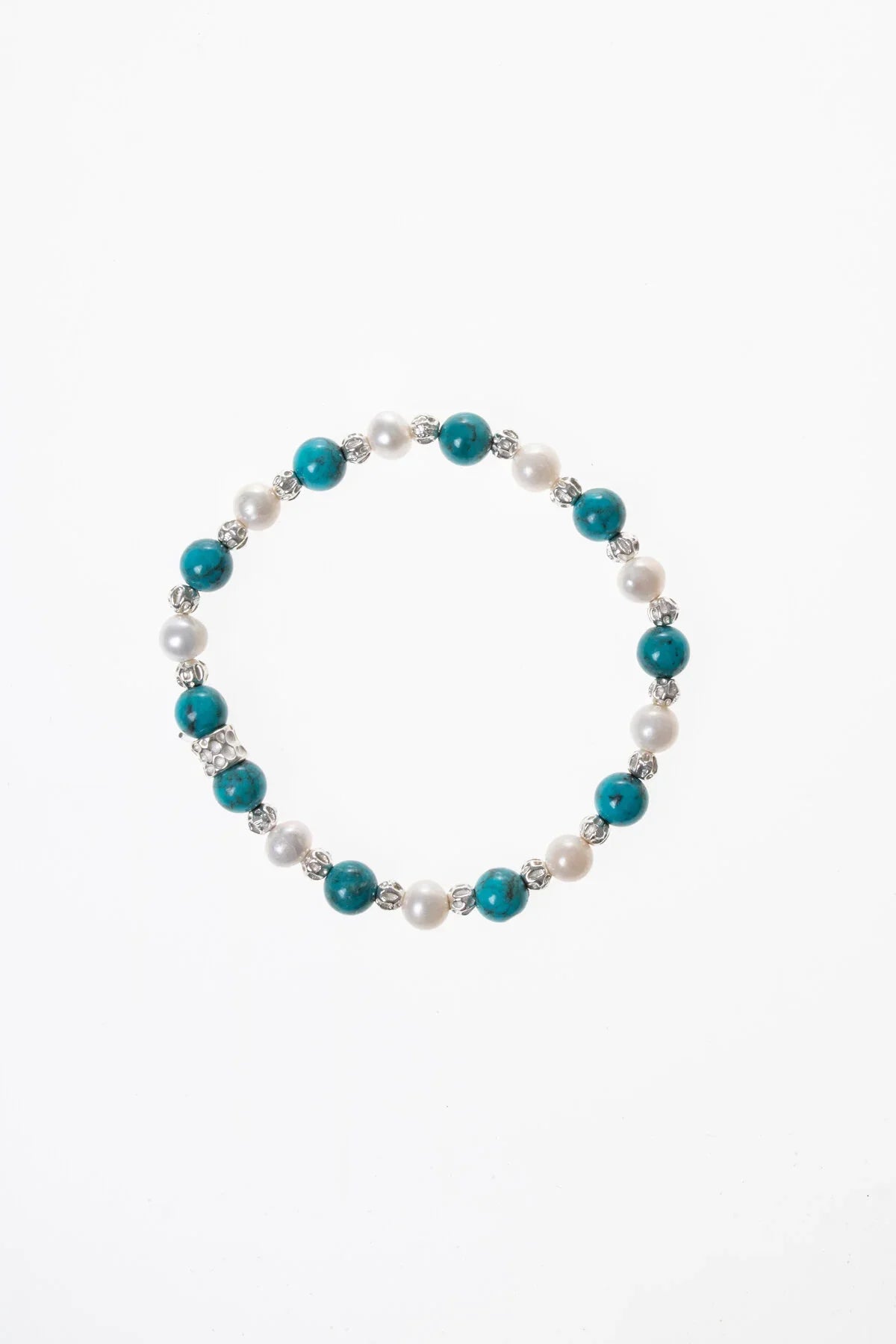 Laboratory Certified Turquoise Natural Stone Bracelet with Silver Accents