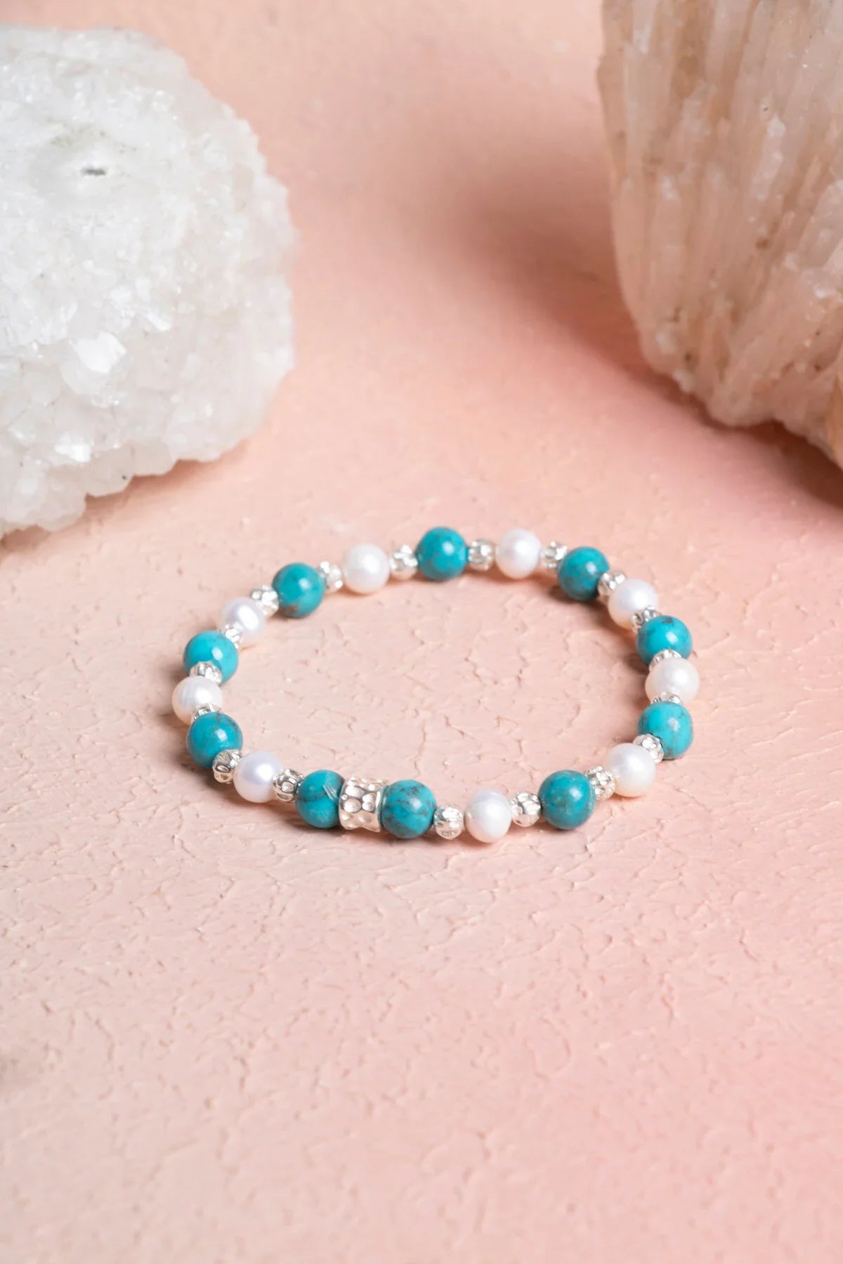 Laboratory Certified Turquoise Natural Stone Bracelet with Silver Accents