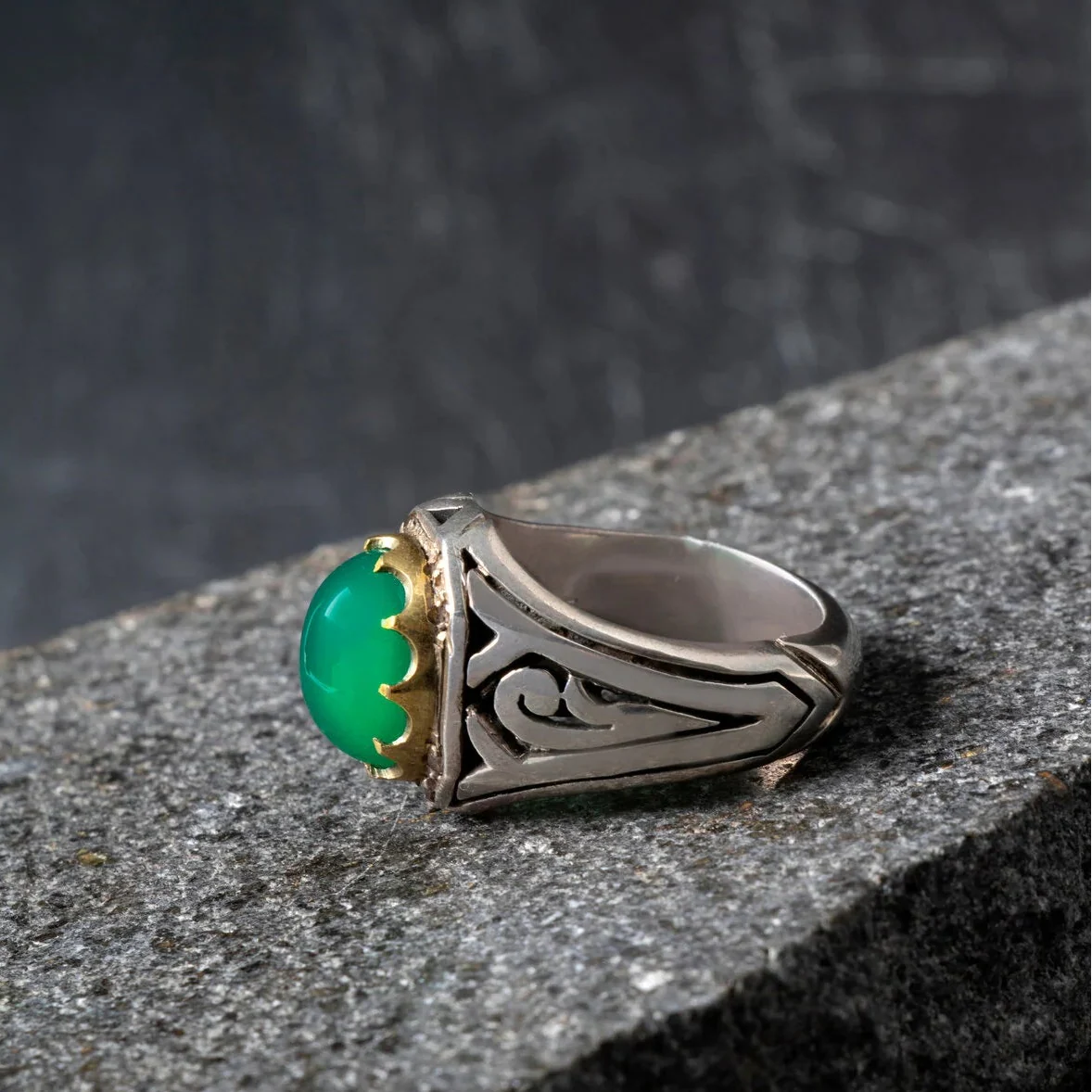 Laboratory Certified Special Series Agate Natural Stone Diamond Ring (Men) – 925 Sterling Silver