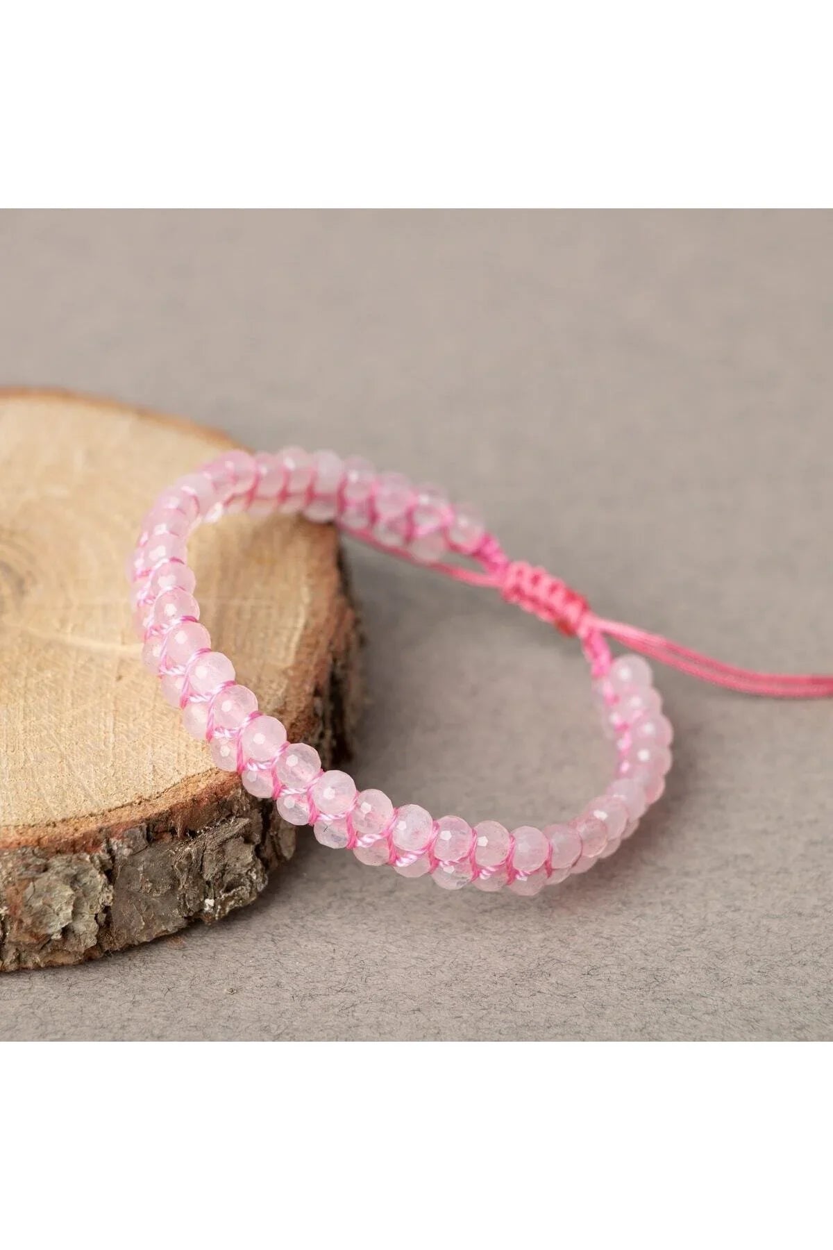 Laboratory Certified Rose Quartz (Pink Quartz) Faceted 3–4 mm Double Strand Natural Stone Bracelet