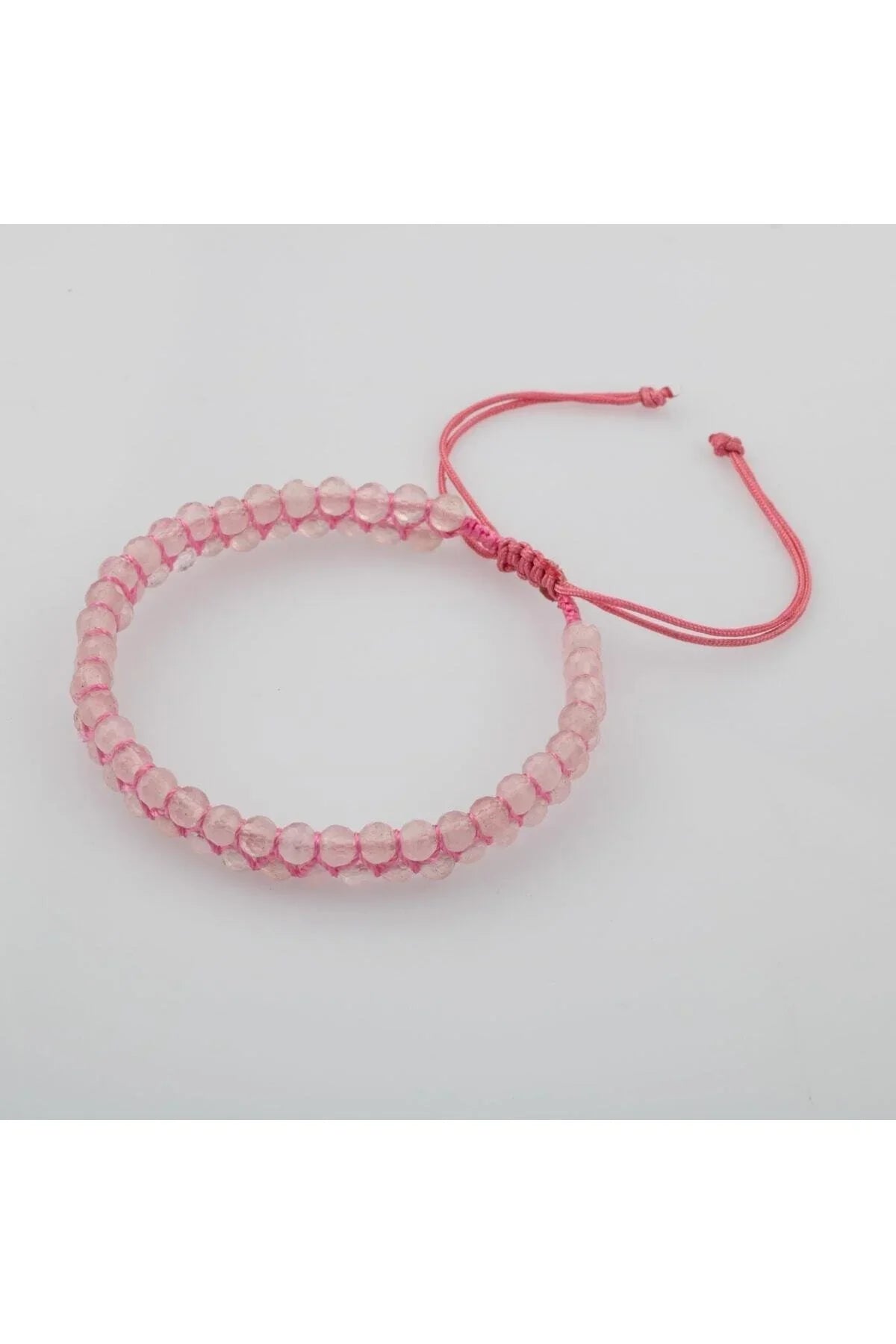 Laboratory Certified Rose Quartz (Pink Quartz) Faceted 3–4 mm Double Strand Natural Stone Bracelet
