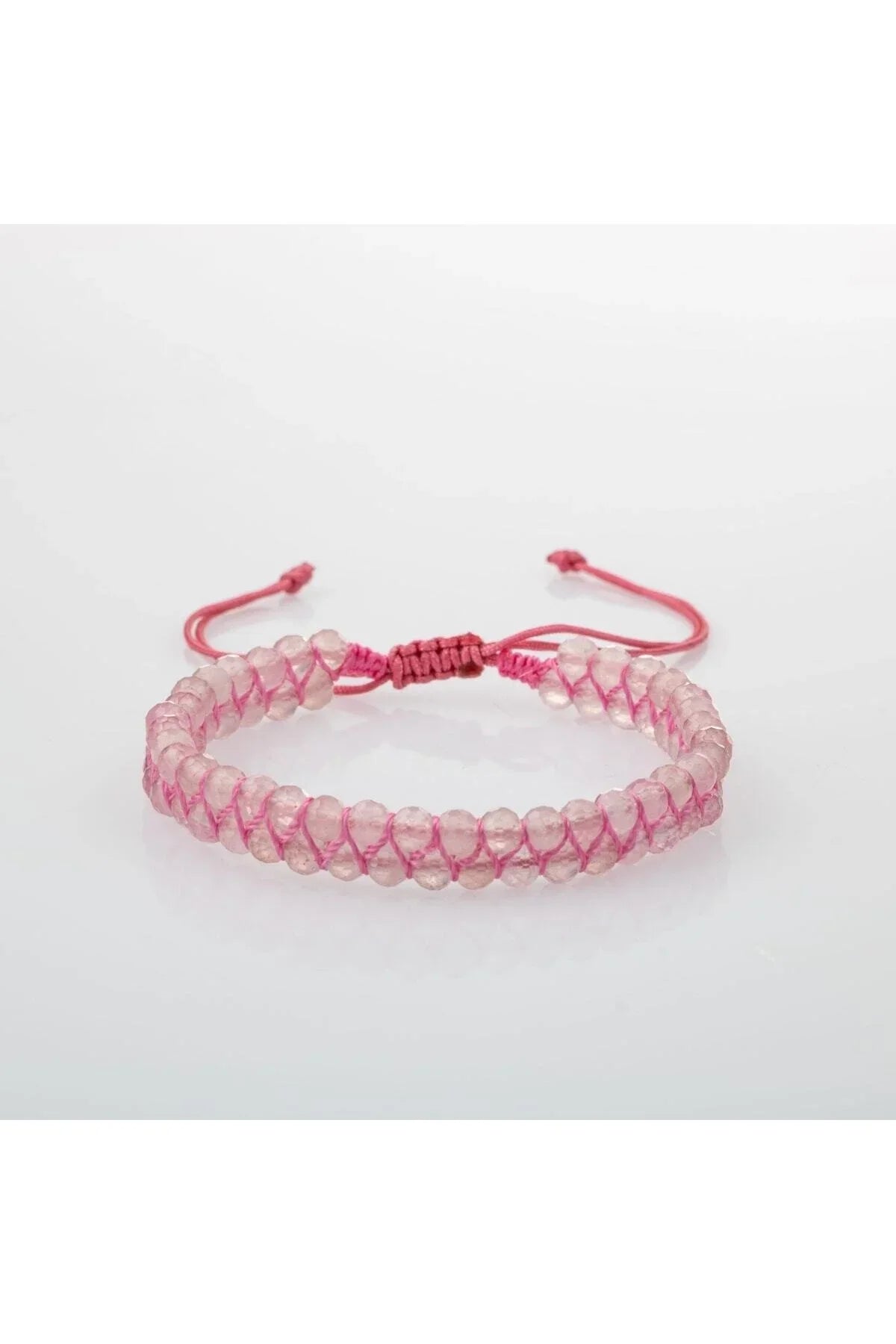 Laboratory Certified Rose Quartz (Pink Quartz) Faceted 3–4 mm Double Strand Natural Stone Bracelet