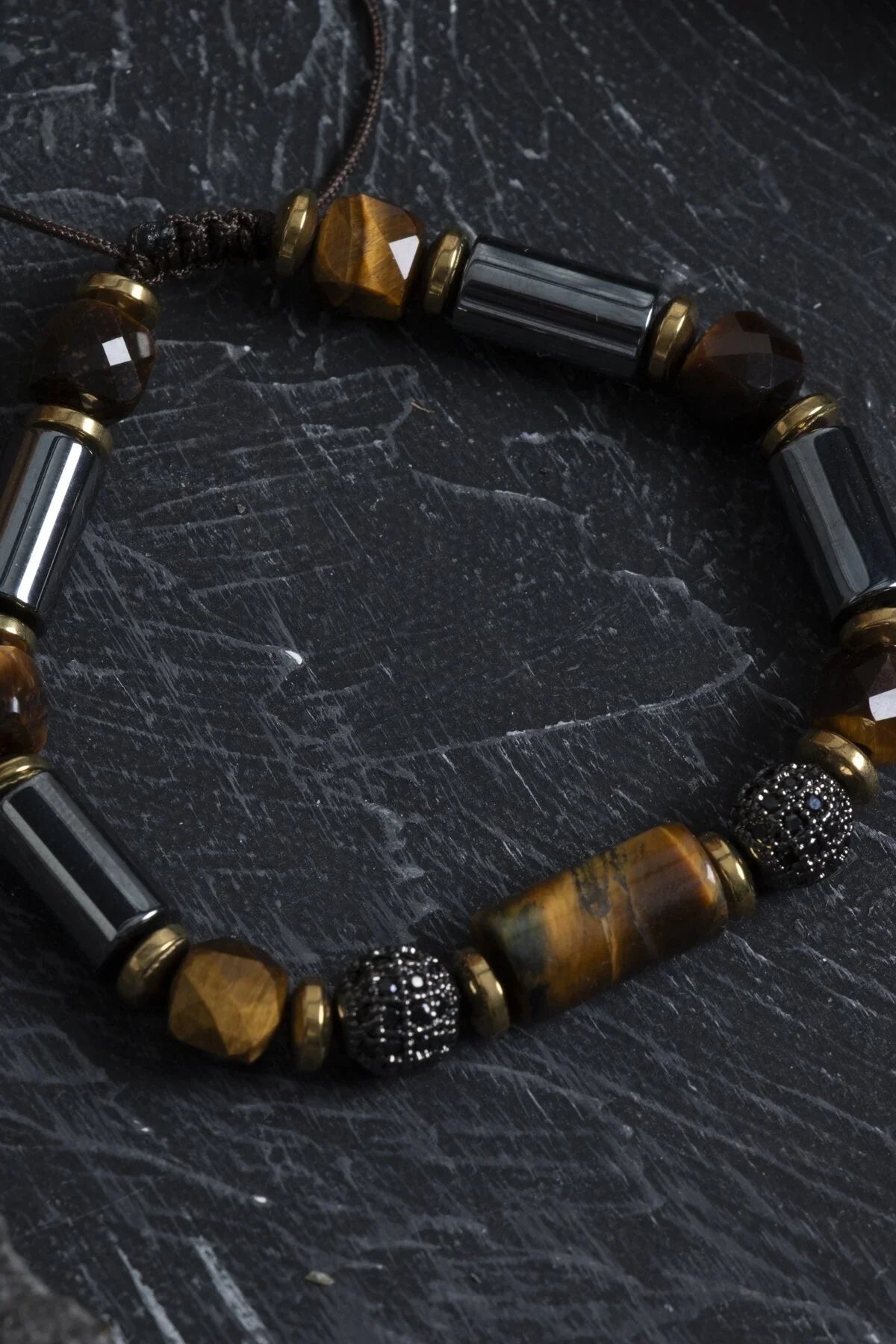 Laboratory Certified Tiger’s Eye & Hematite Natural Stone Bracelet