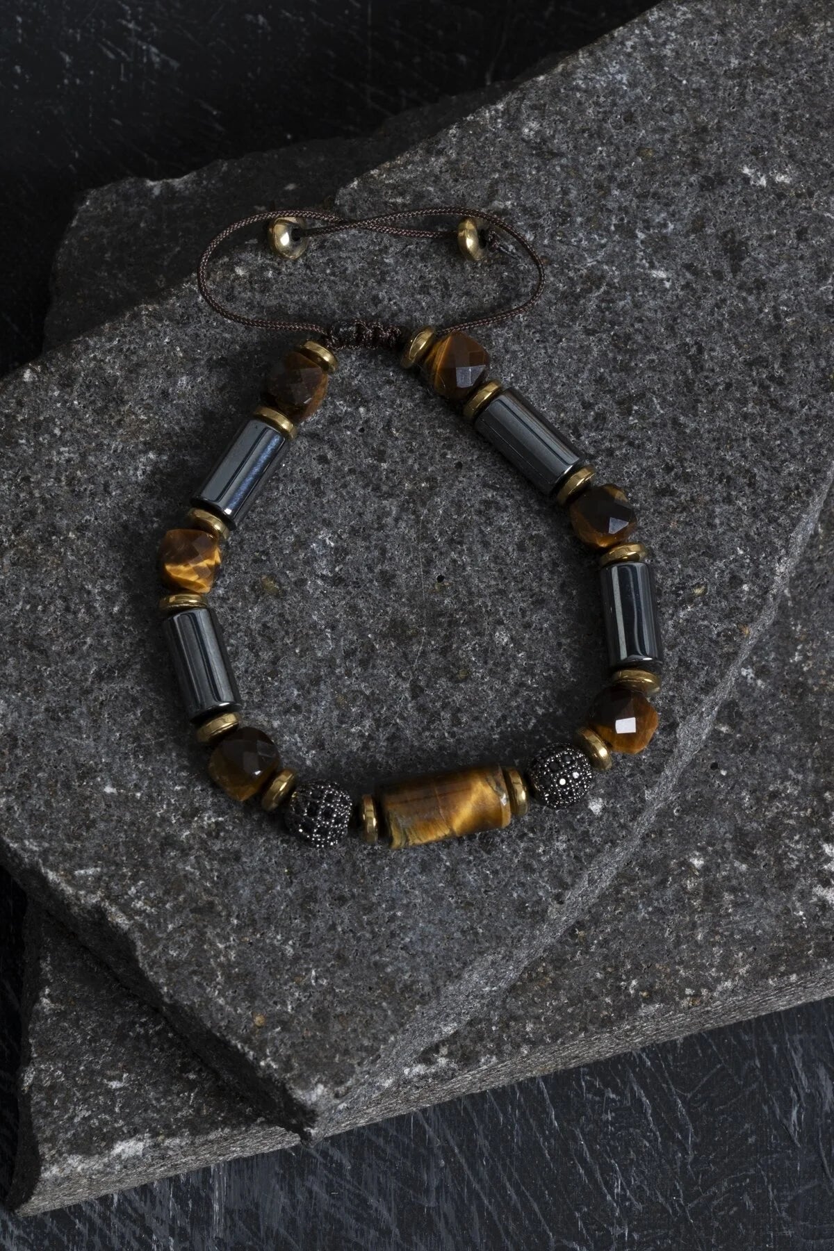 Laboratory Certified Tiger’s Eye & Hematite Natural Stone Bracelet