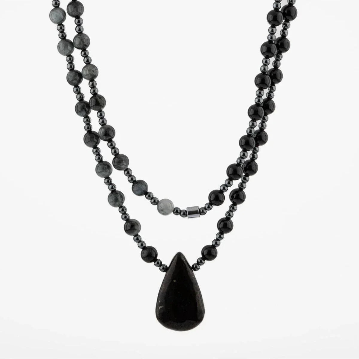 Laboratory Certified Shungite, Cat’s Eye & Hematite Natural Stone Necklace