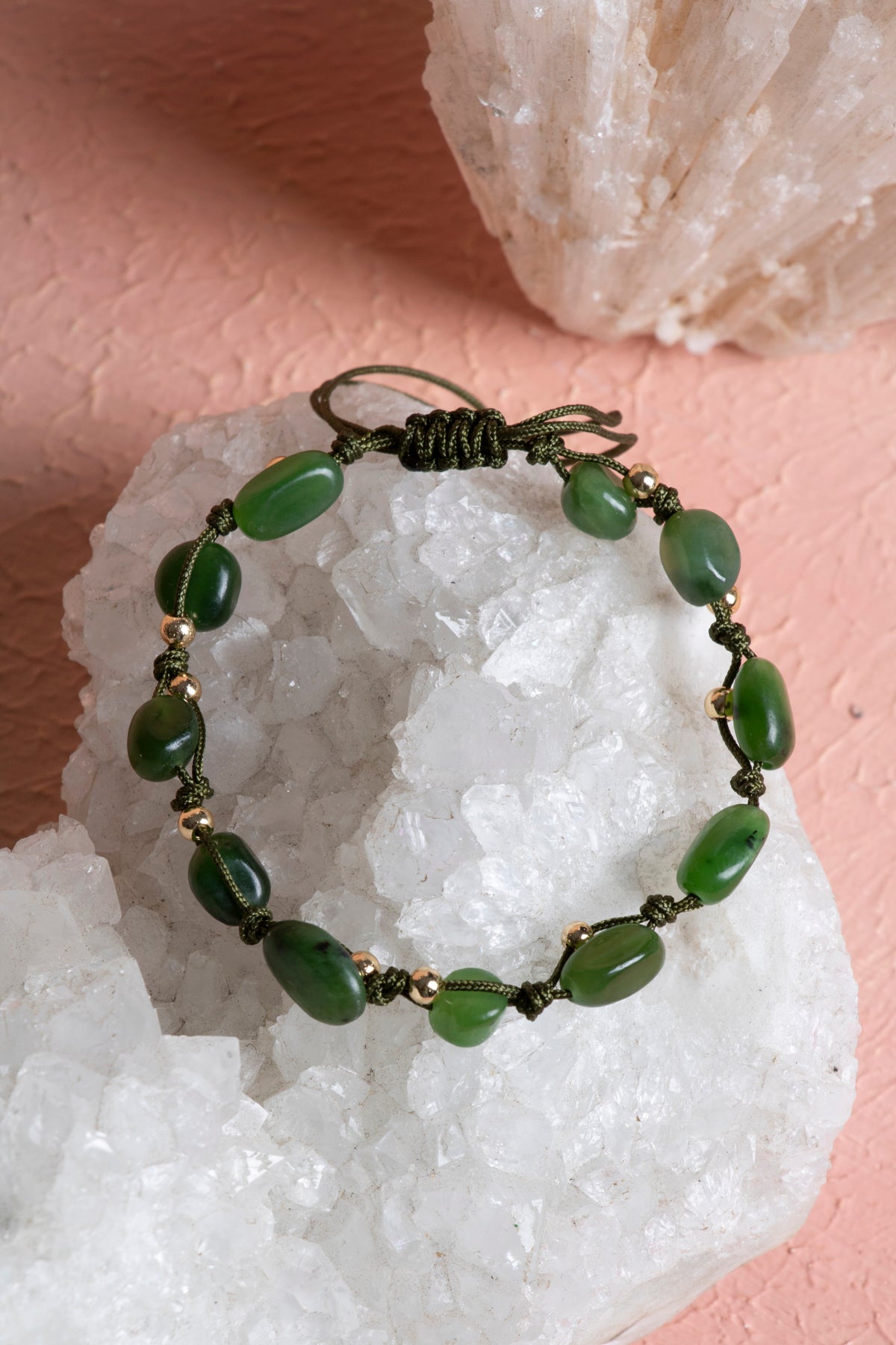 Laboratory Certified Jade Natural Stone Macramé Bracelet