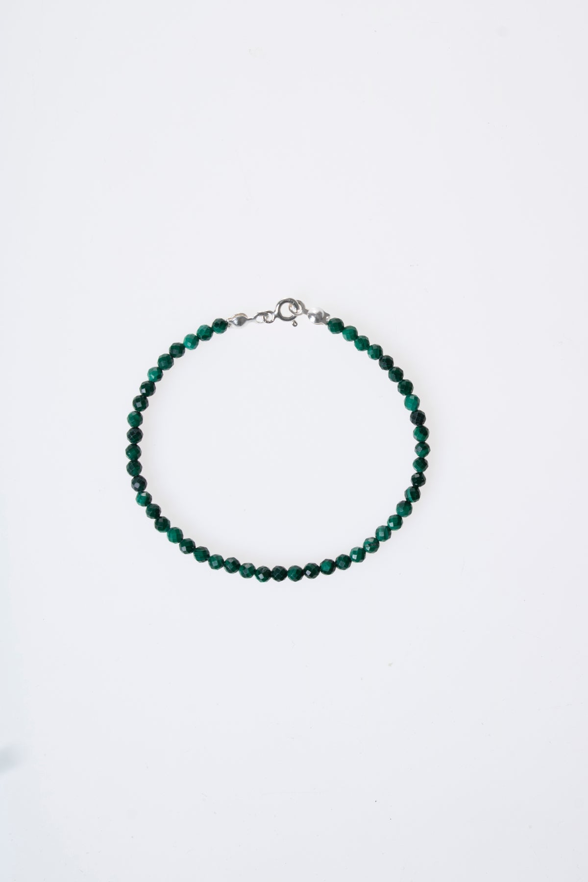 Laboratory Certified Malachite Natural Stone Bracelet with Silver Clasp