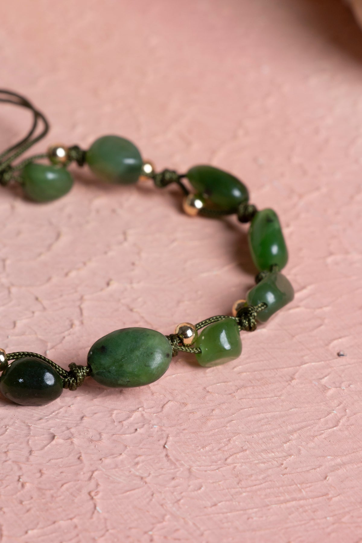 Laboratory Certified Jade Natural Stone Macramé Bracelet