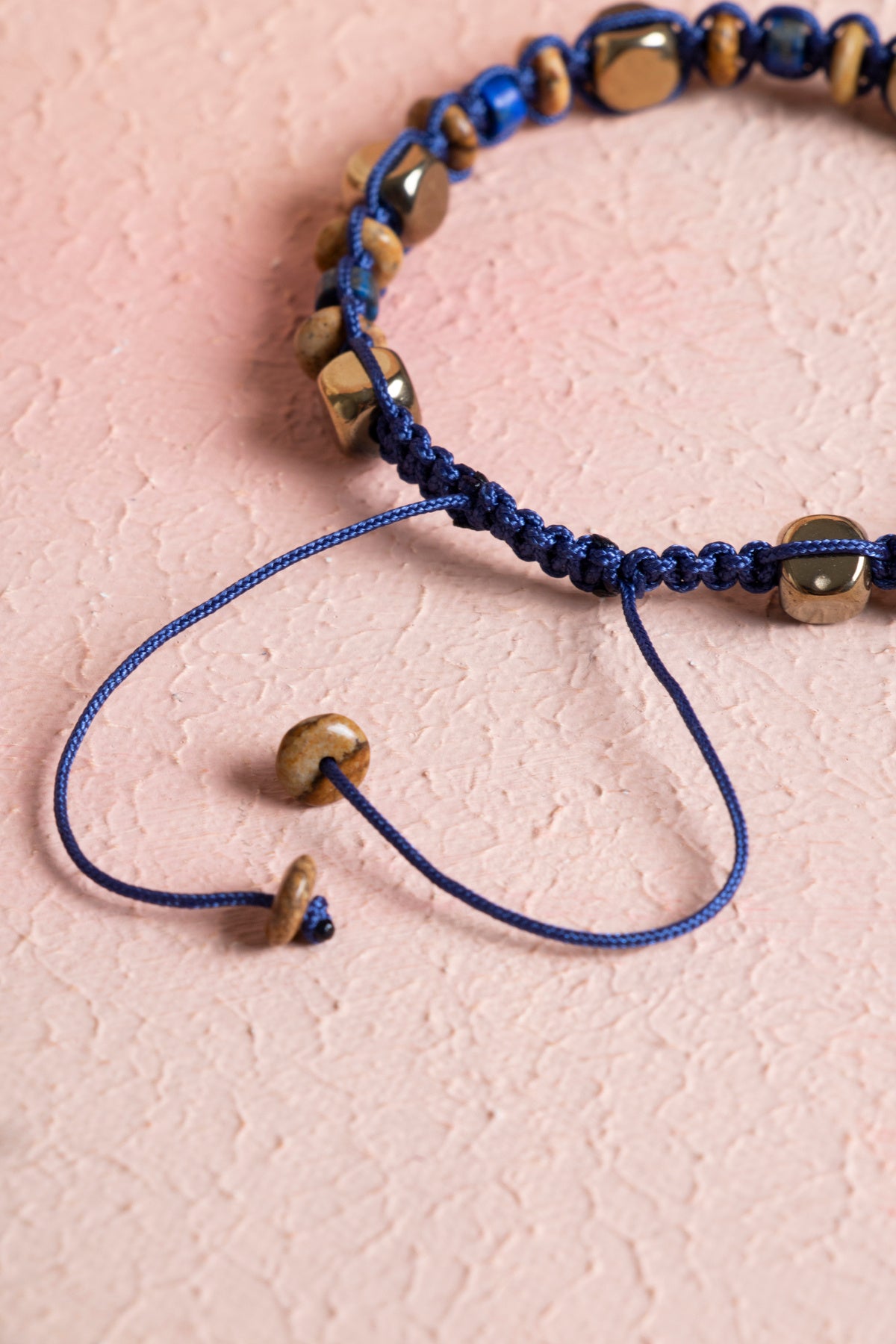 Laboratory Certified Lapis Lazuli, Jasper & Hematite Natural Stone Macramé Bracelet
