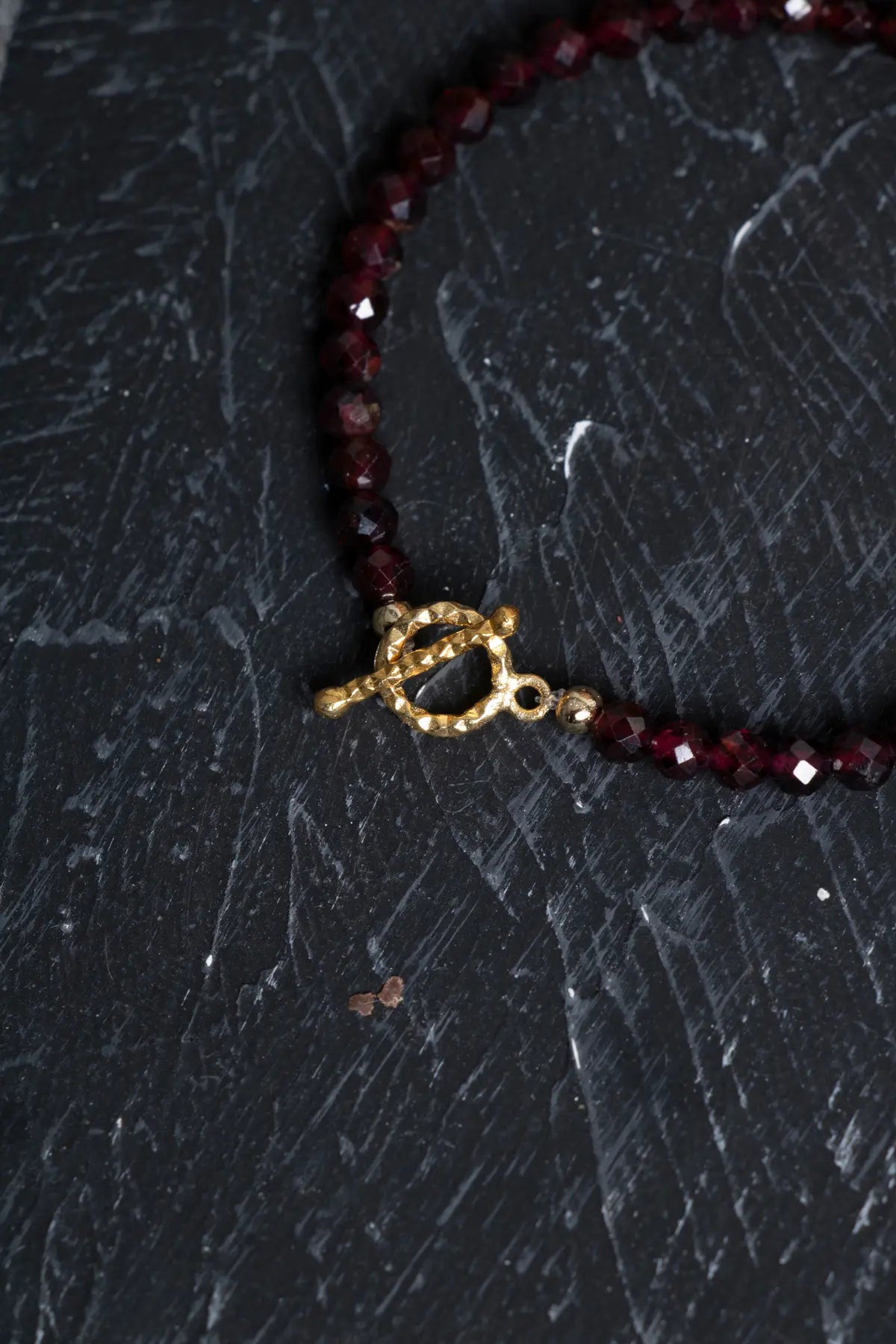 Laboratory Certified Garnet (Lal) Gold-Plated Faceted Natural Stone Bracelet