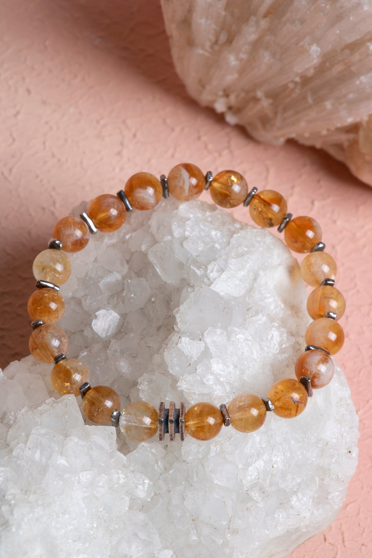 Laboratory Certified Citrine Natural Stone Bracelet with Silver Accents