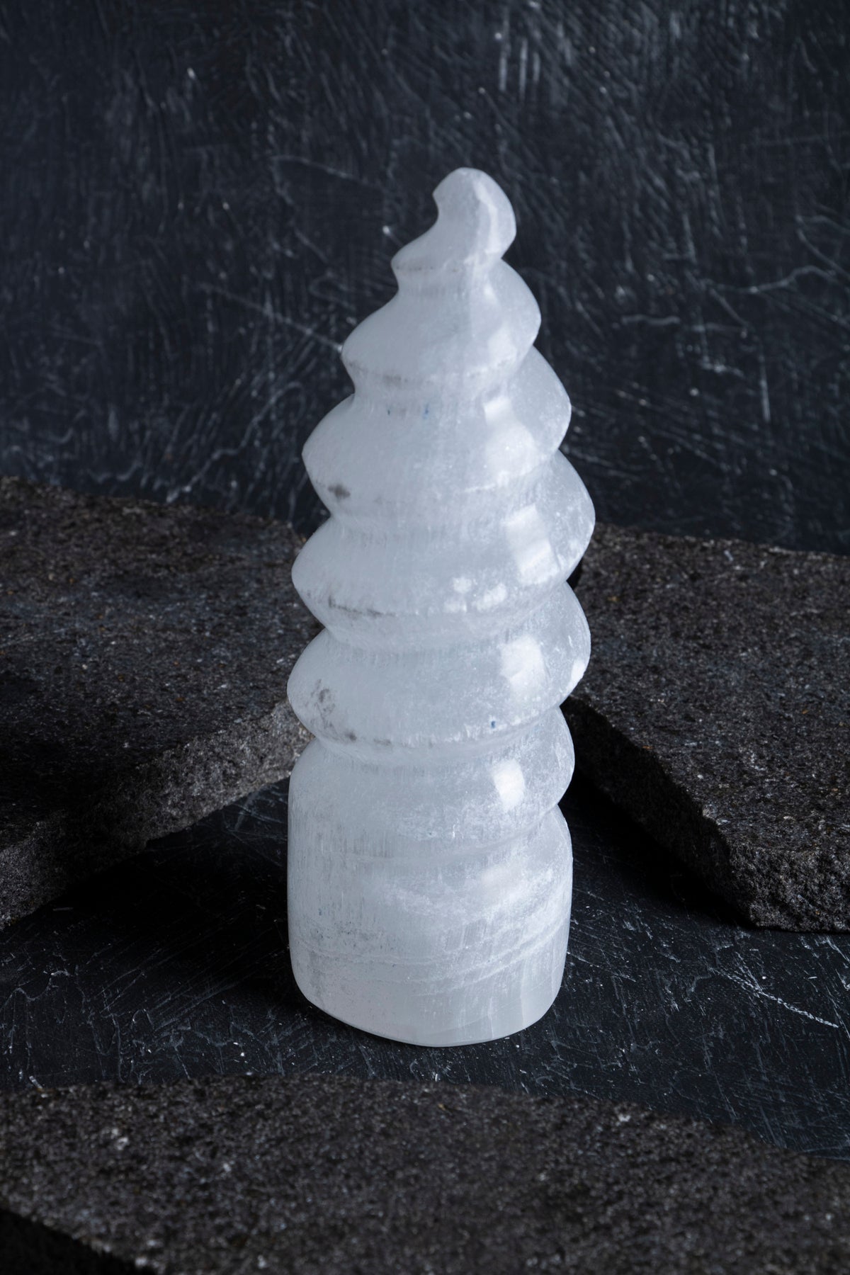Laboratory Certified Selenite Spiral Natural Stone Decorative Object – 16 cm