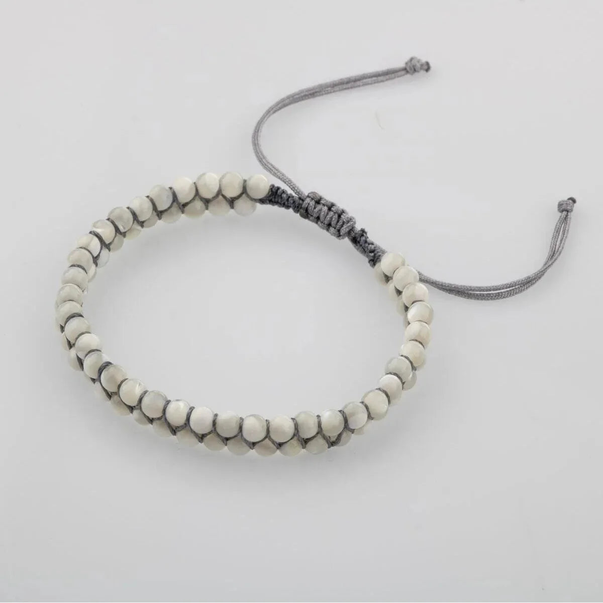 Laboratory Certified White Mother of Pearl Natural Stone Double Strand Bracelet – 4 mm