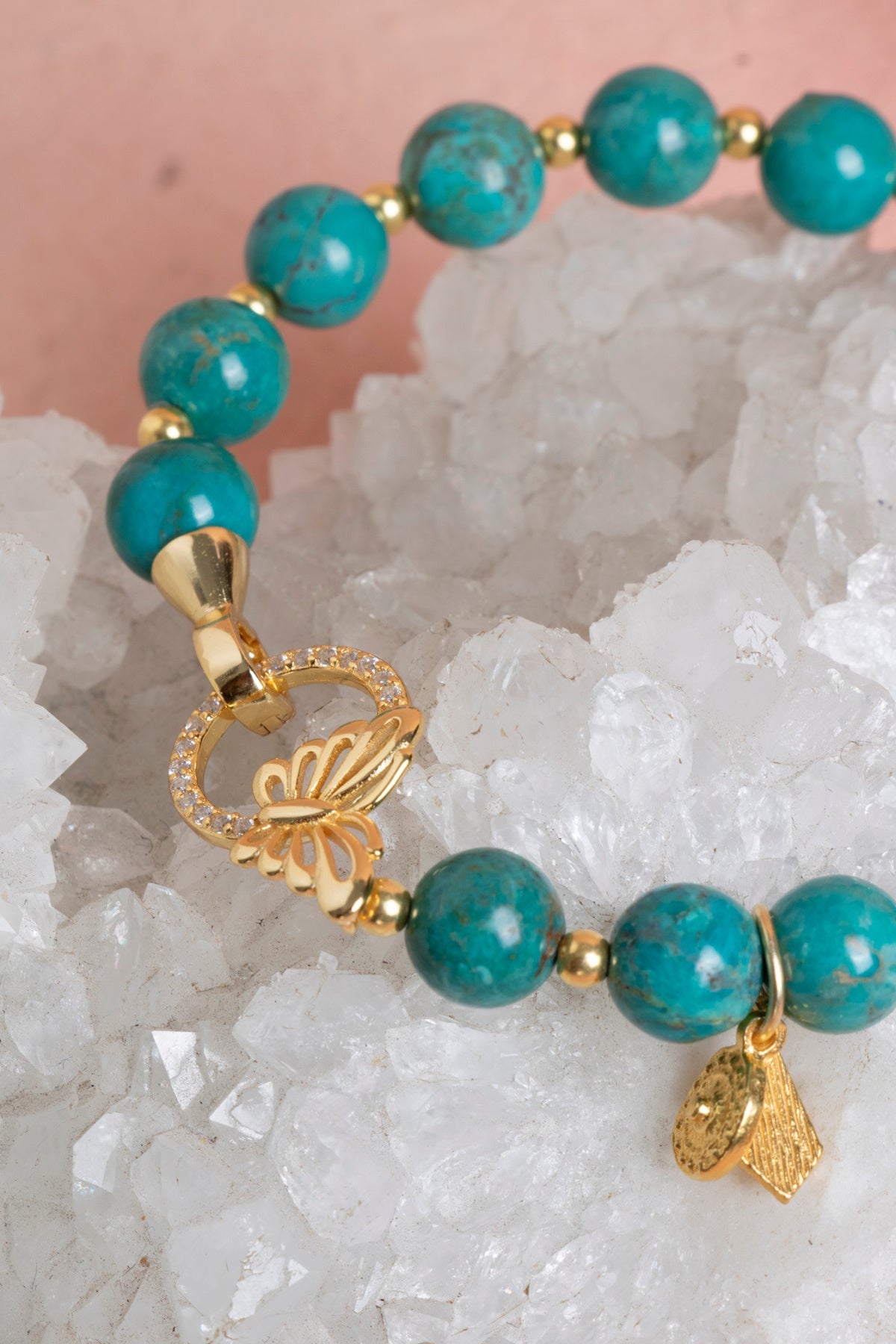 Laboratory Certified Turquoise (Firuze) Natural Stone Bracelet with Butterfly Motif Silver Clasp