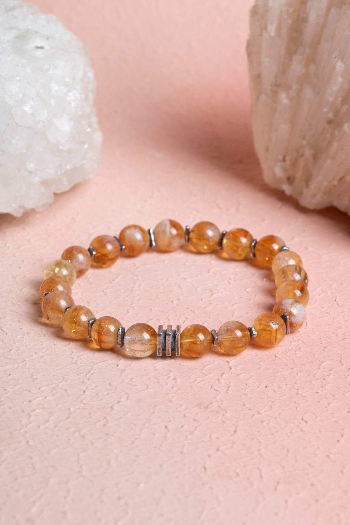 Laboratory Certified Citrine Natural Stone Bracelet with Silver Accents