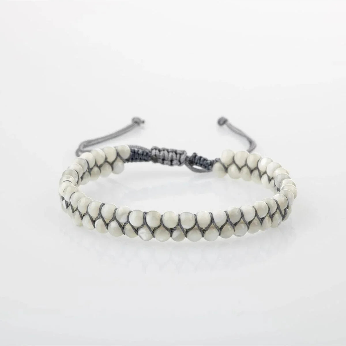 Laboratory Certified White Mother of Pearl Natural Stone Double Strand Bracelet – 4 mm