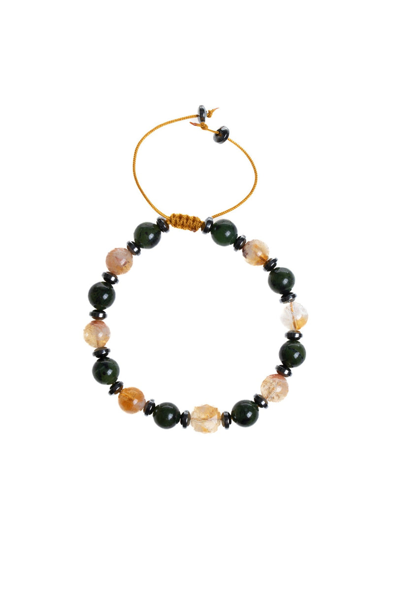 Laboratory Certified Jade, Citrine & Hematite Natural Stone Bracelet