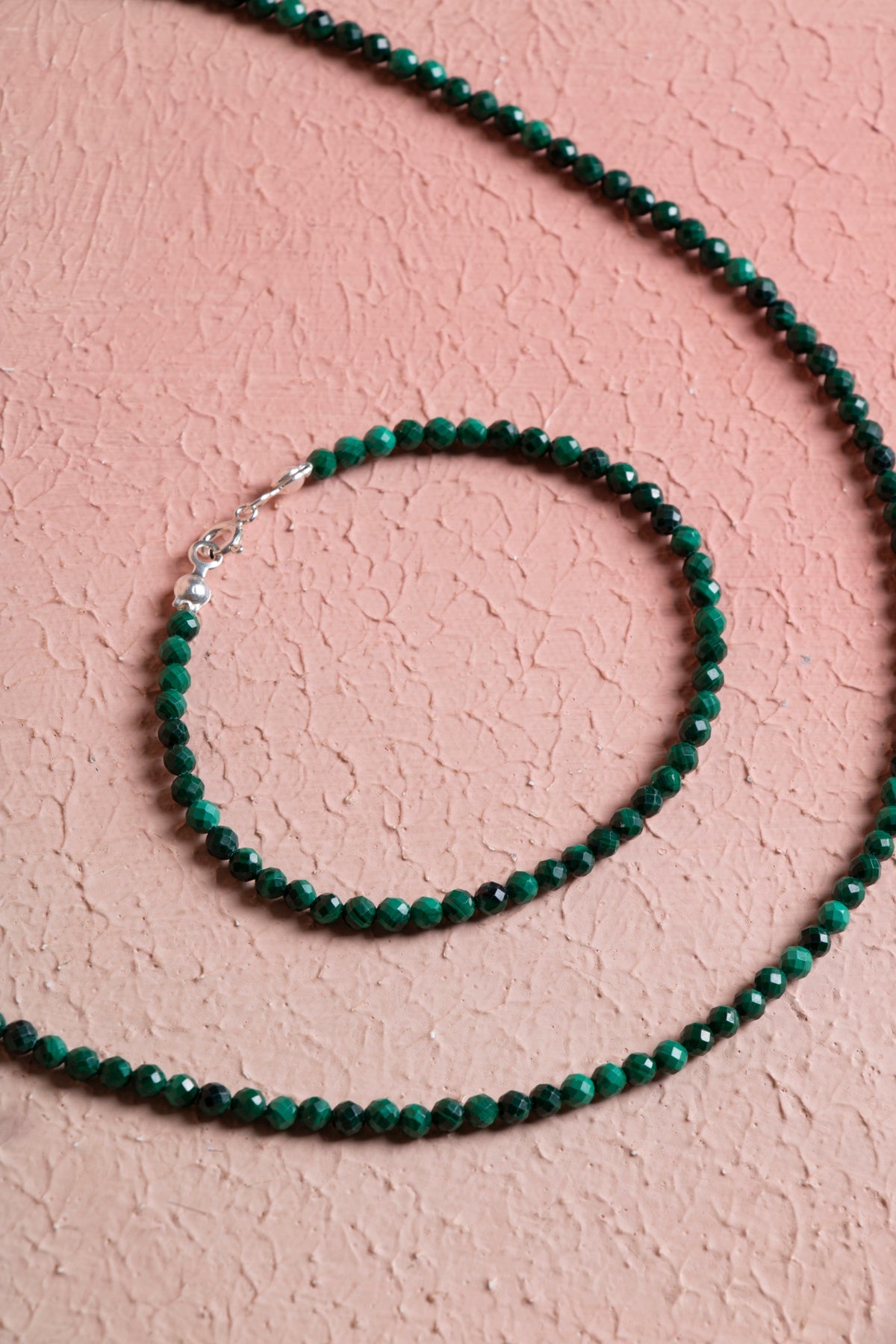 Laboratory Certified Malachite Natural Stone Necklace & Bracelet Set