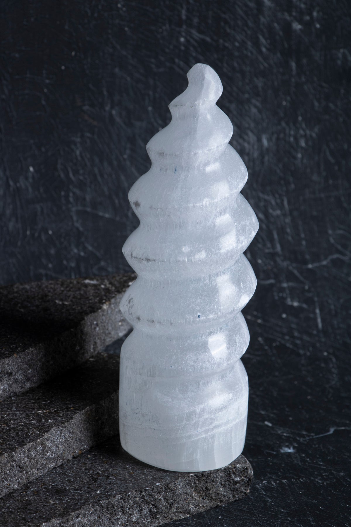 Laboratory Certified Selenite Spiral Natural Stone Decorative Object – 16 cm