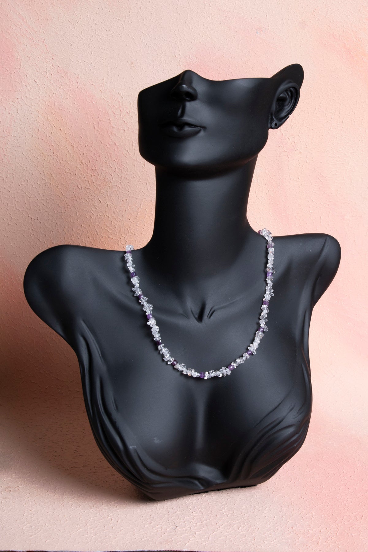 Laboratory Certified Amethyst & Quartz Natural Stone Necklace
