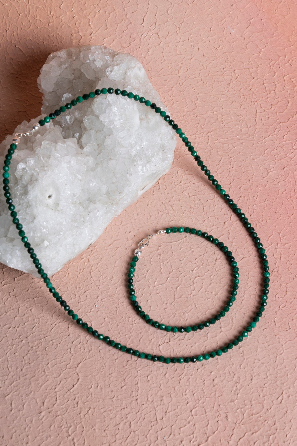 Laboratory Certified Malachite Natural Stone Necklace & Bracelet Set