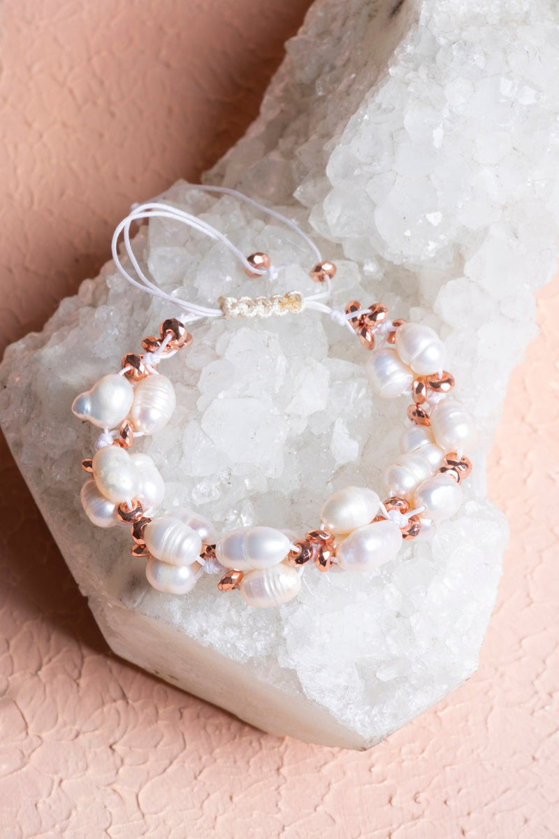 Laboratory Certified Pearl & Hematite Natural Stone Bracelet