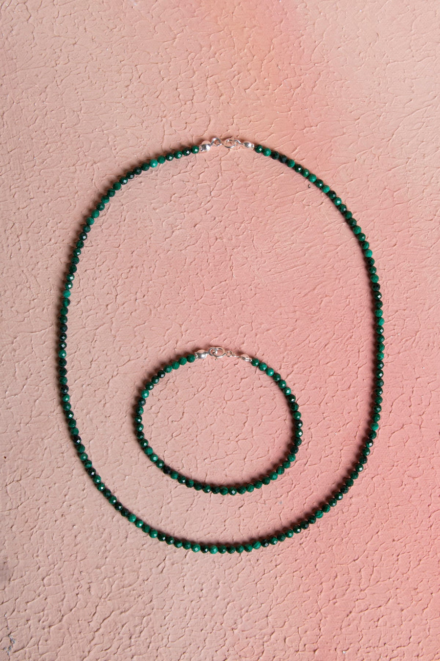 Laboratory Certified Malachite Natural Stone Necklace & Bracelet Set