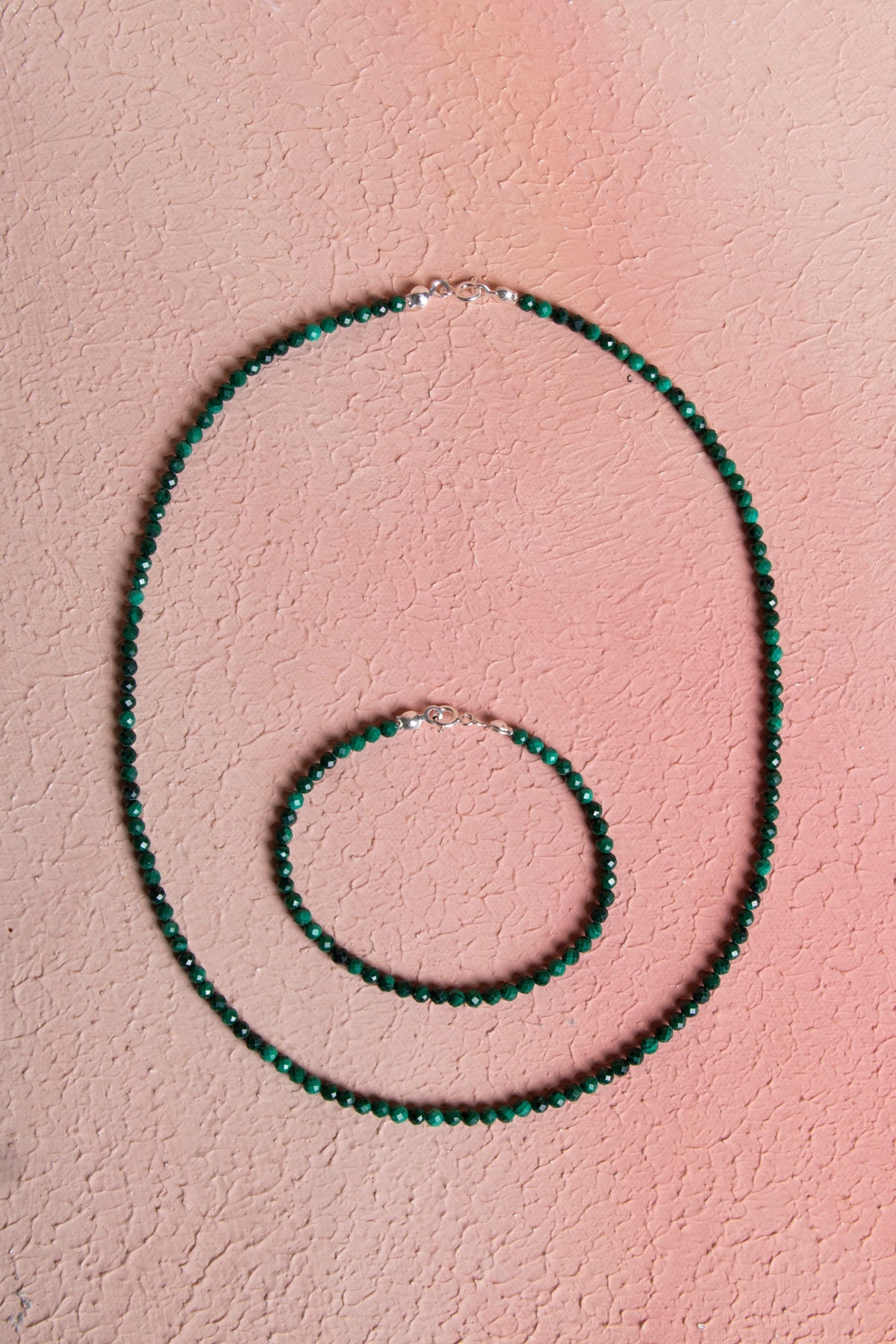 Laboratory Certified Malachite Natural Stone Necklace & Bracelet Set