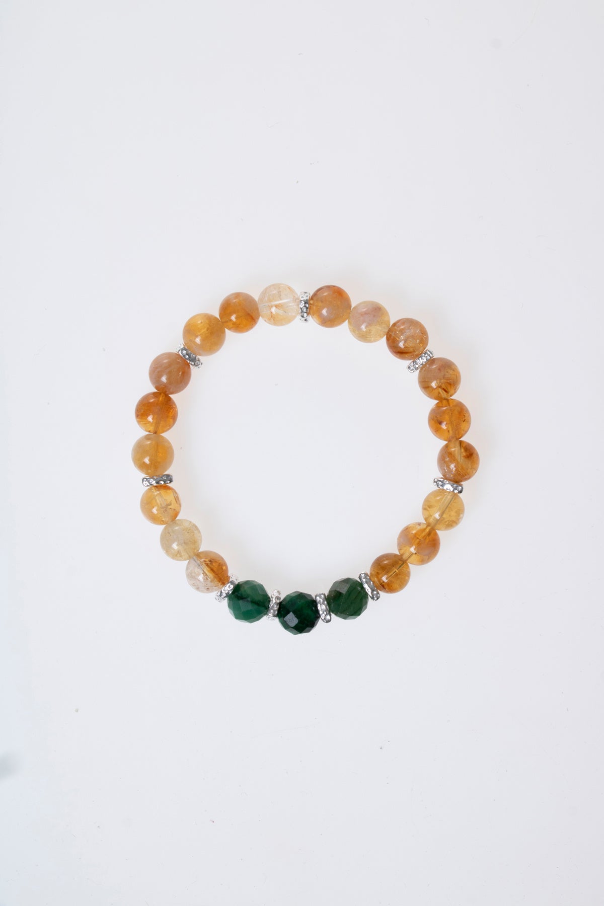 Laboratory Certified Citrine & Emerald Natural Stone Bracelet with Silver Accents