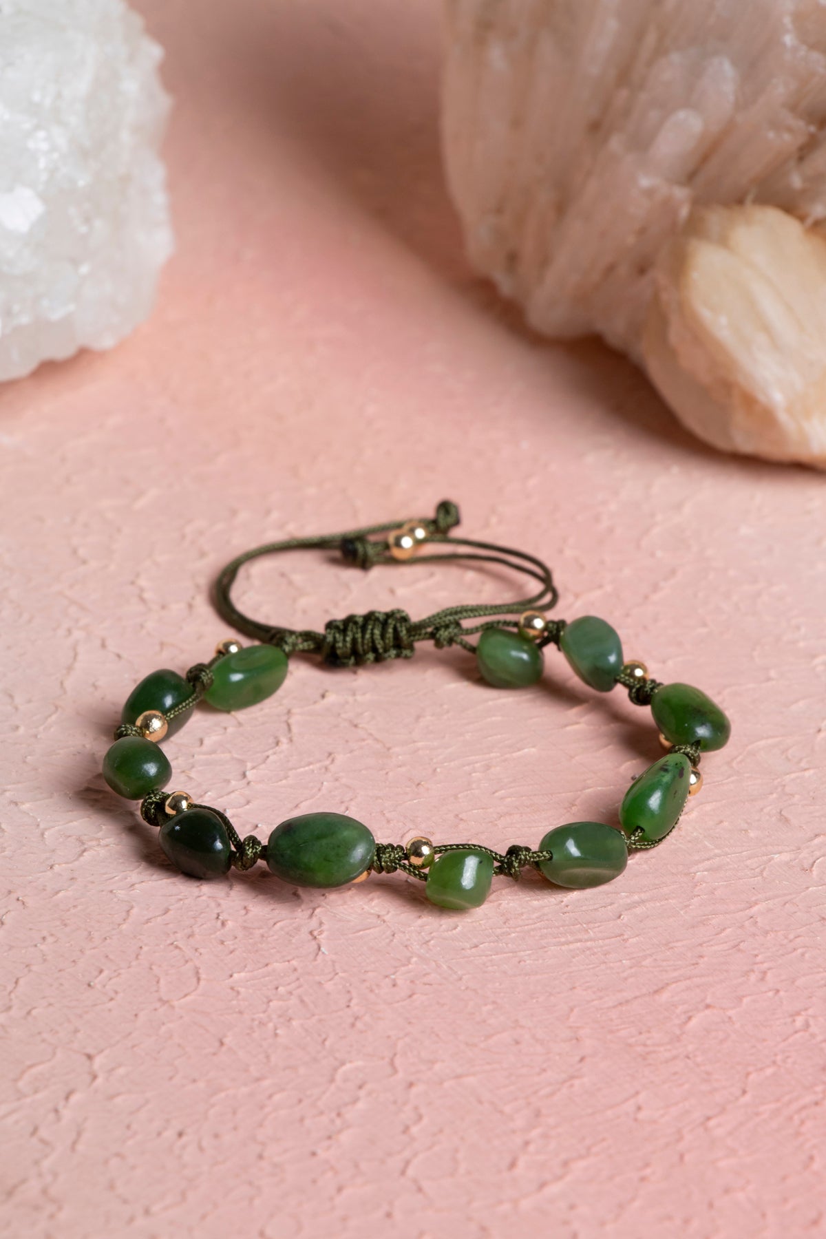 Laboratory Certified Jade Natural Stone Macramé Bracelet