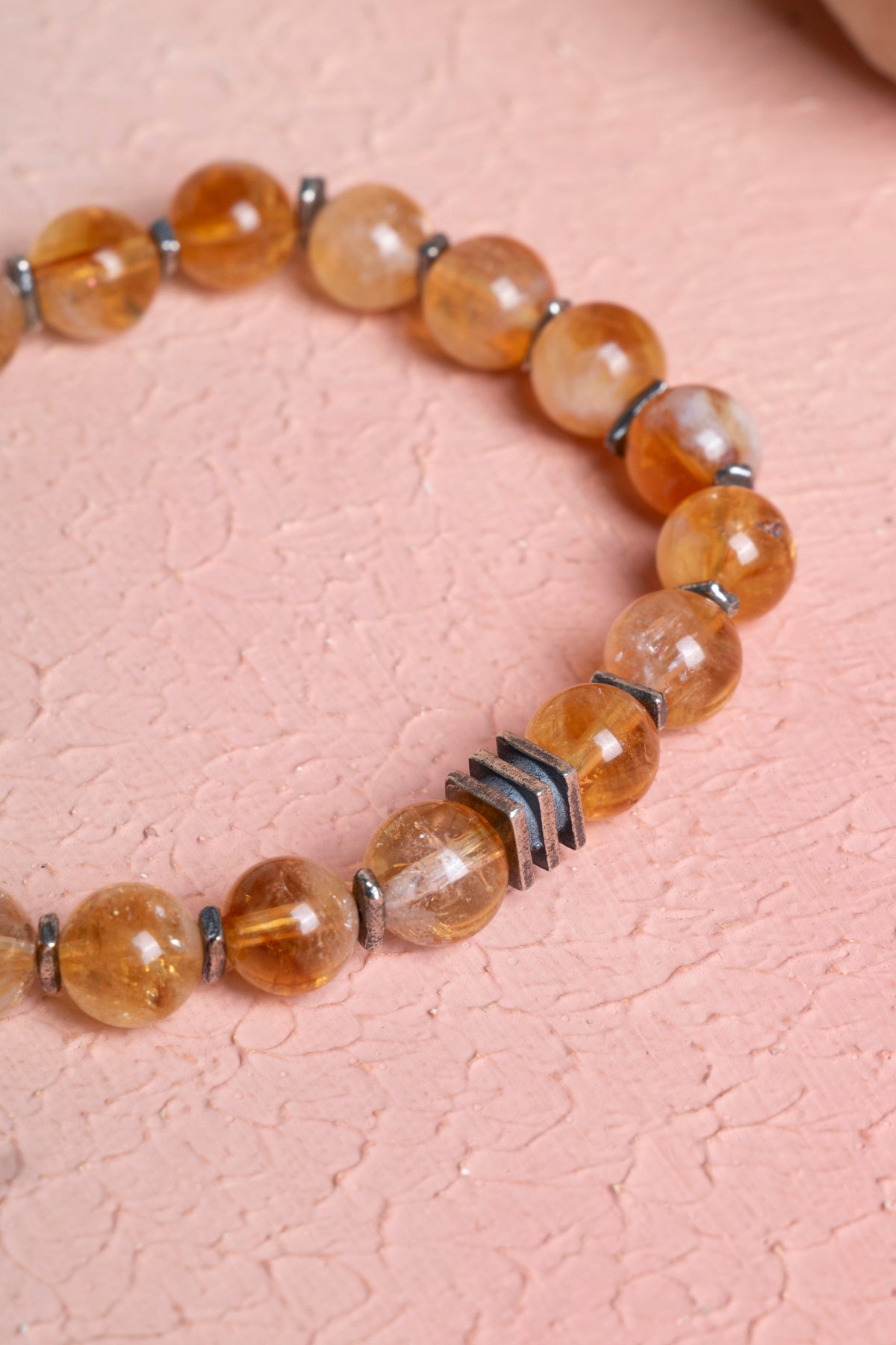 Laboratory Certified Citrine Natural Stone Bracelet with Silver Accents