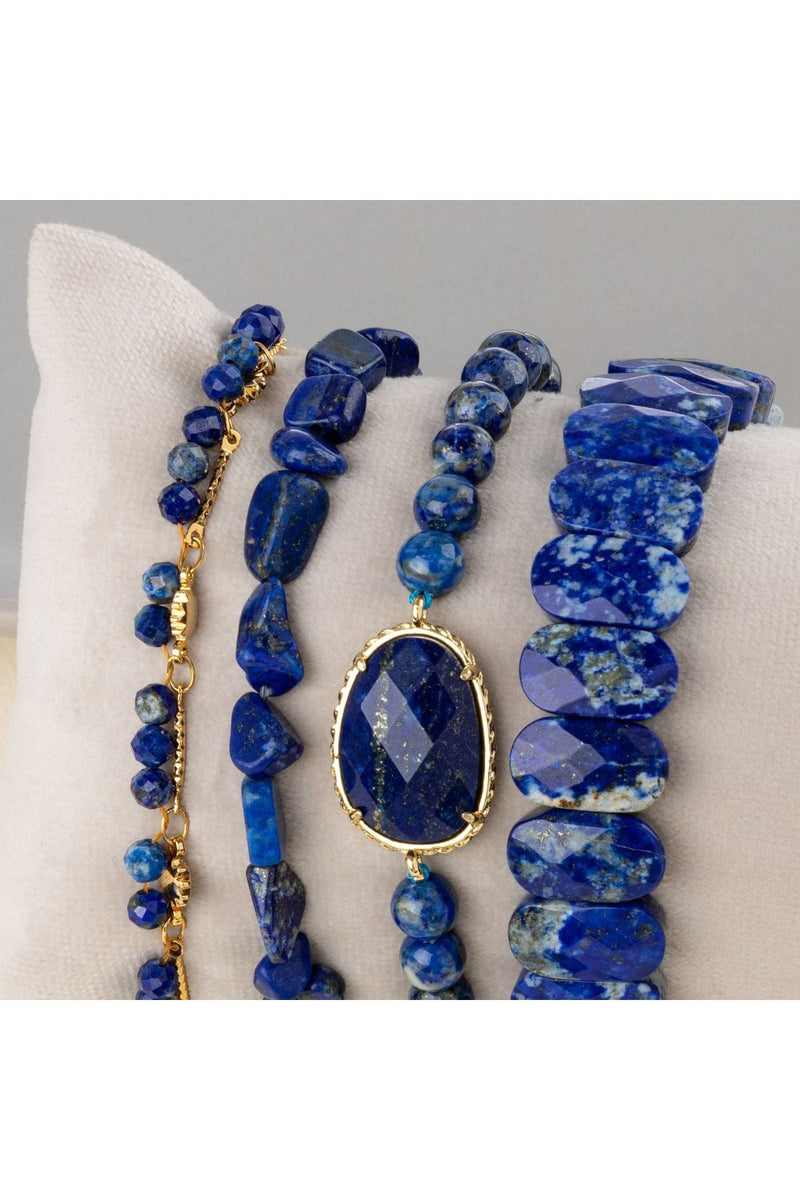 Laboratory Certified Lapis Lazuli Natural Stone Bracelet Set