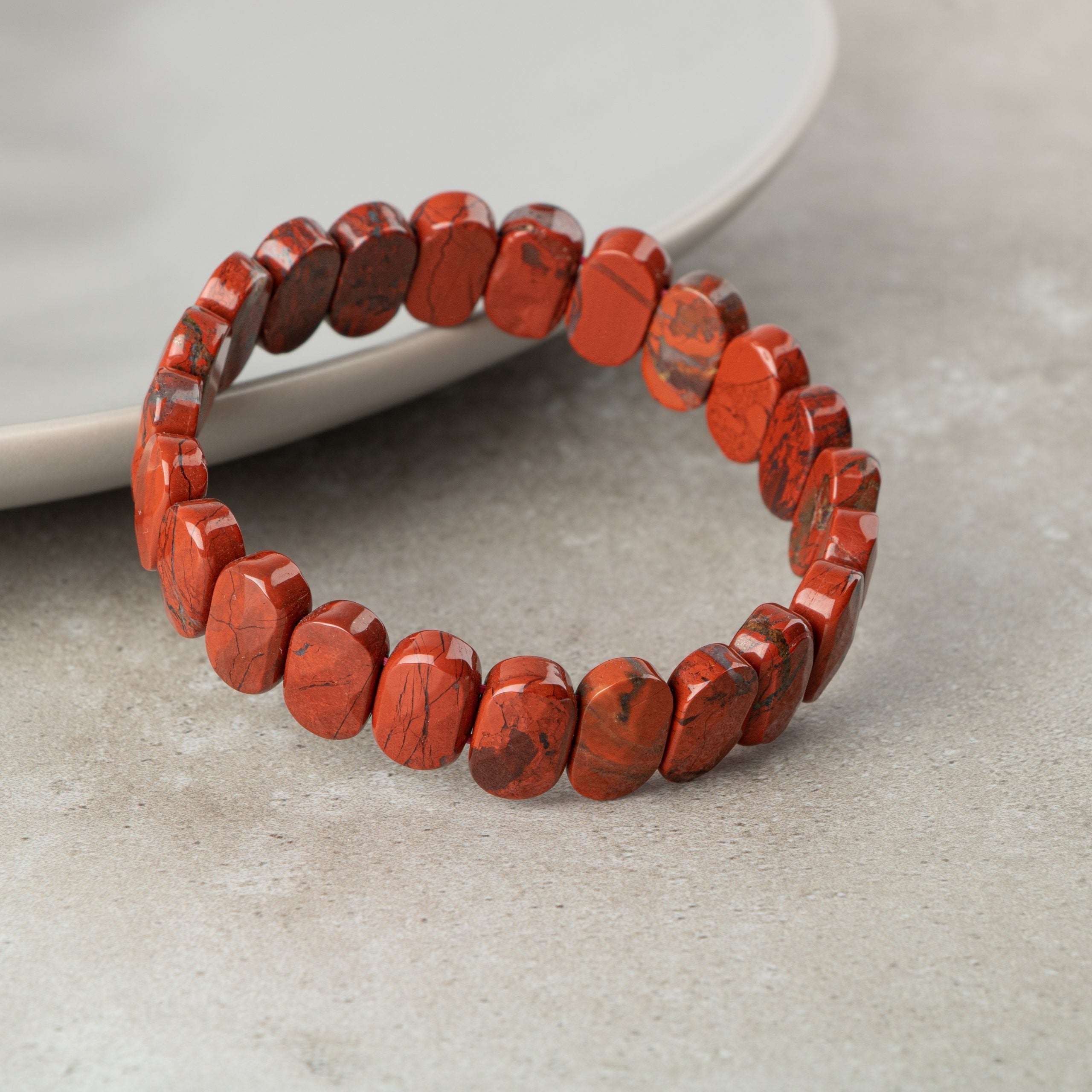 Certified Jasper Wide Cut Natural Gemstone Bracelet