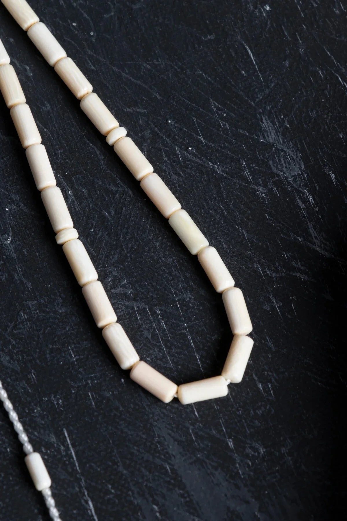 Laboratory Certified Ivory Tone Tube Cut Natural Stone Prayer Beads – 33 Beads