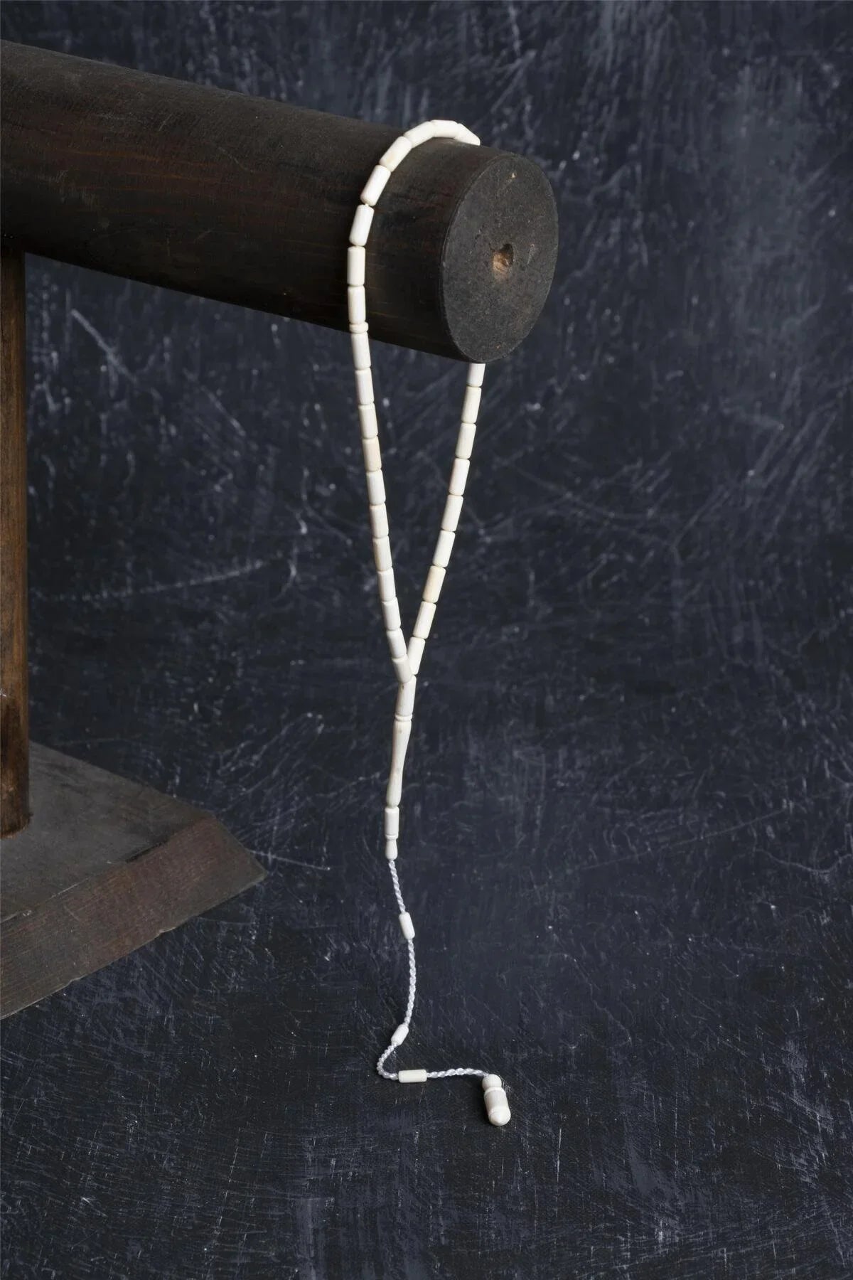 Laboratory Certified Ivory Tone Tube Cut Natural Stone Prayer Beads – 33 Beads