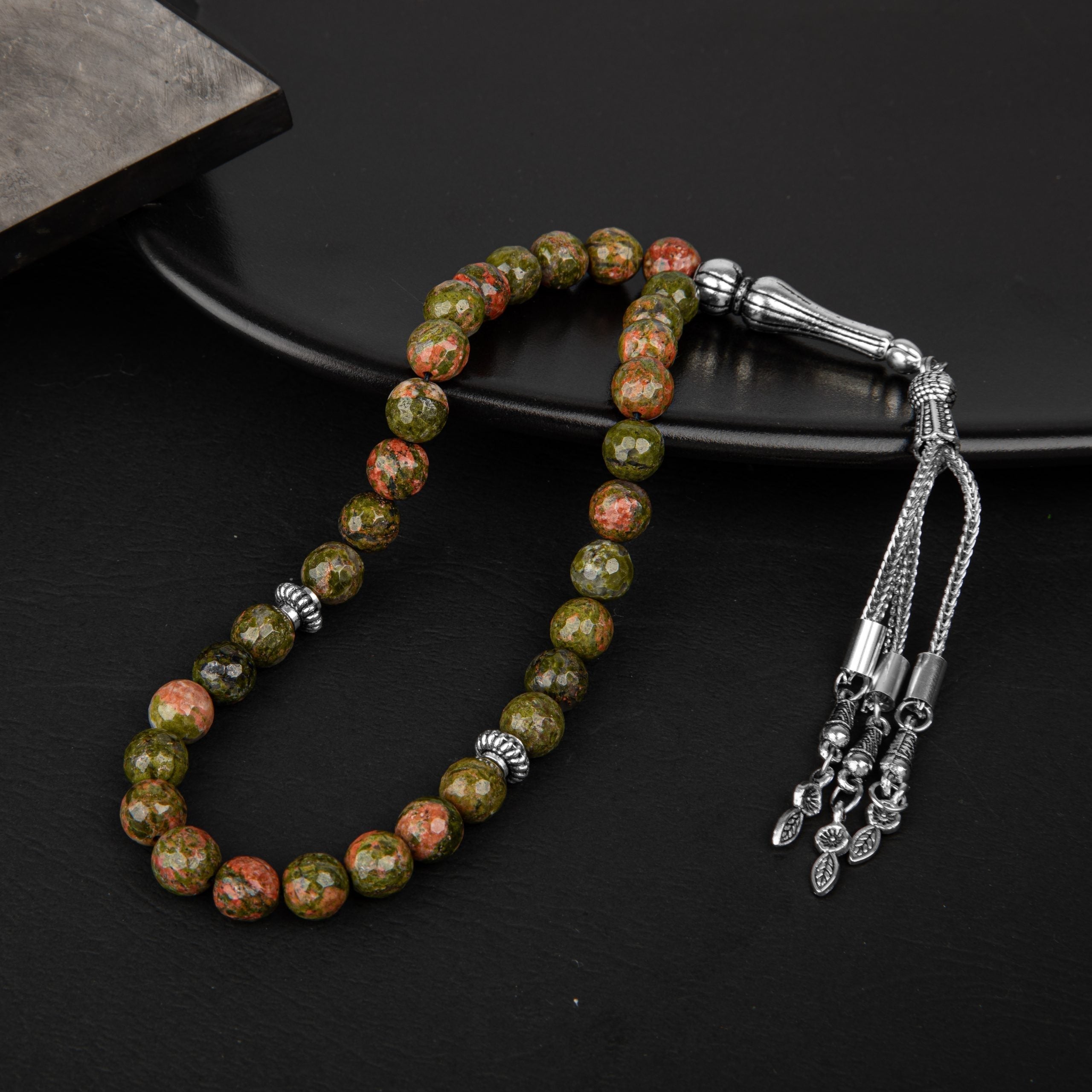 Unakite Natural Gemstone Prayer Beads 33-Bead – 8mm Handcrafted