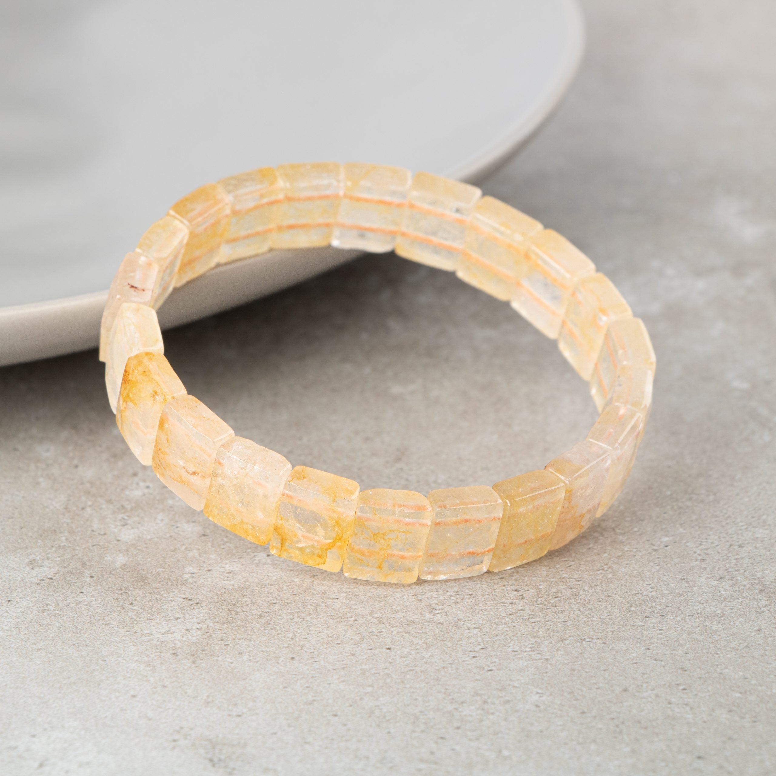 Certified Citrine Wide Cut Square Cut Natural Gemstone Bracelet