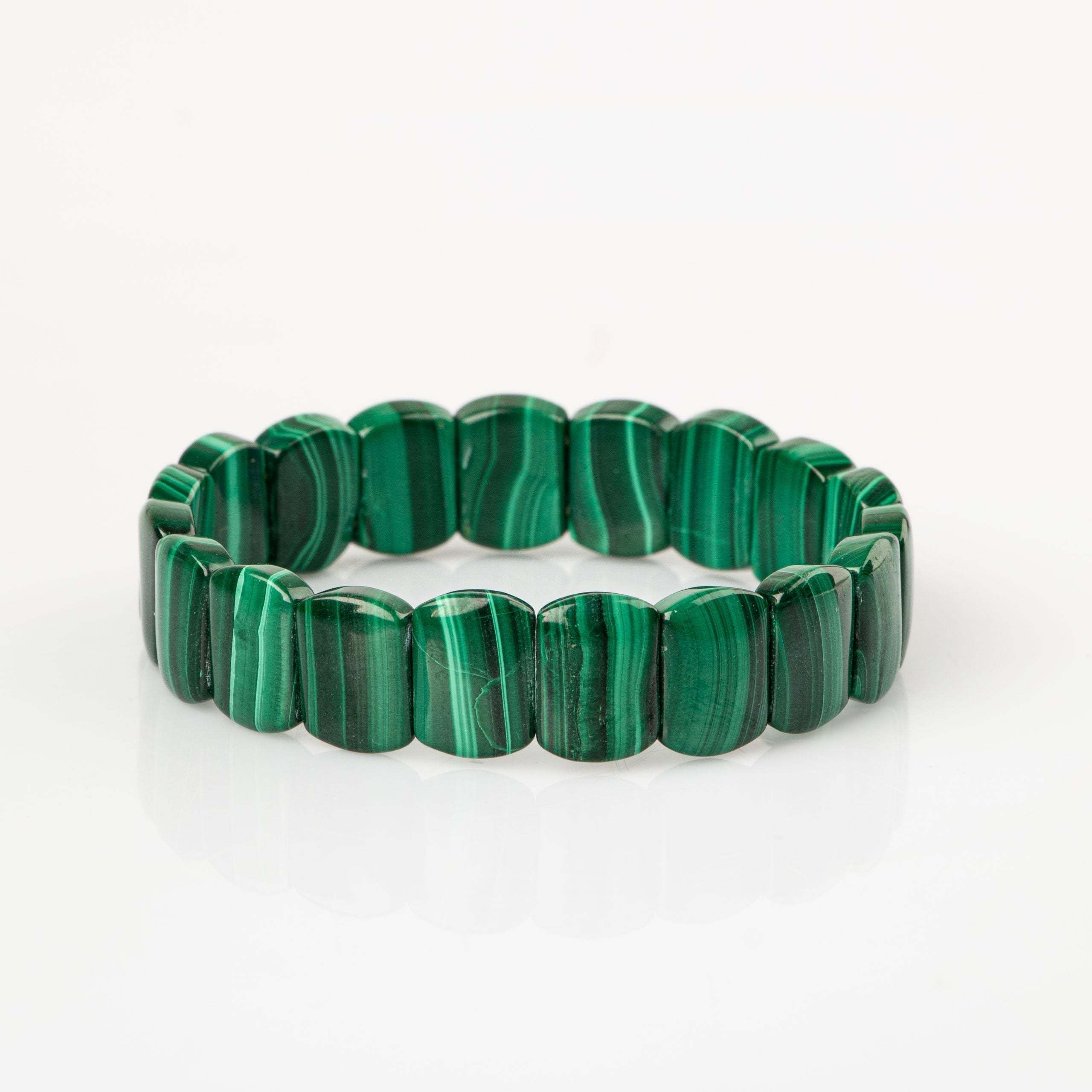 Certified Malachite Wide Cut Natural Gemstone Bracelet