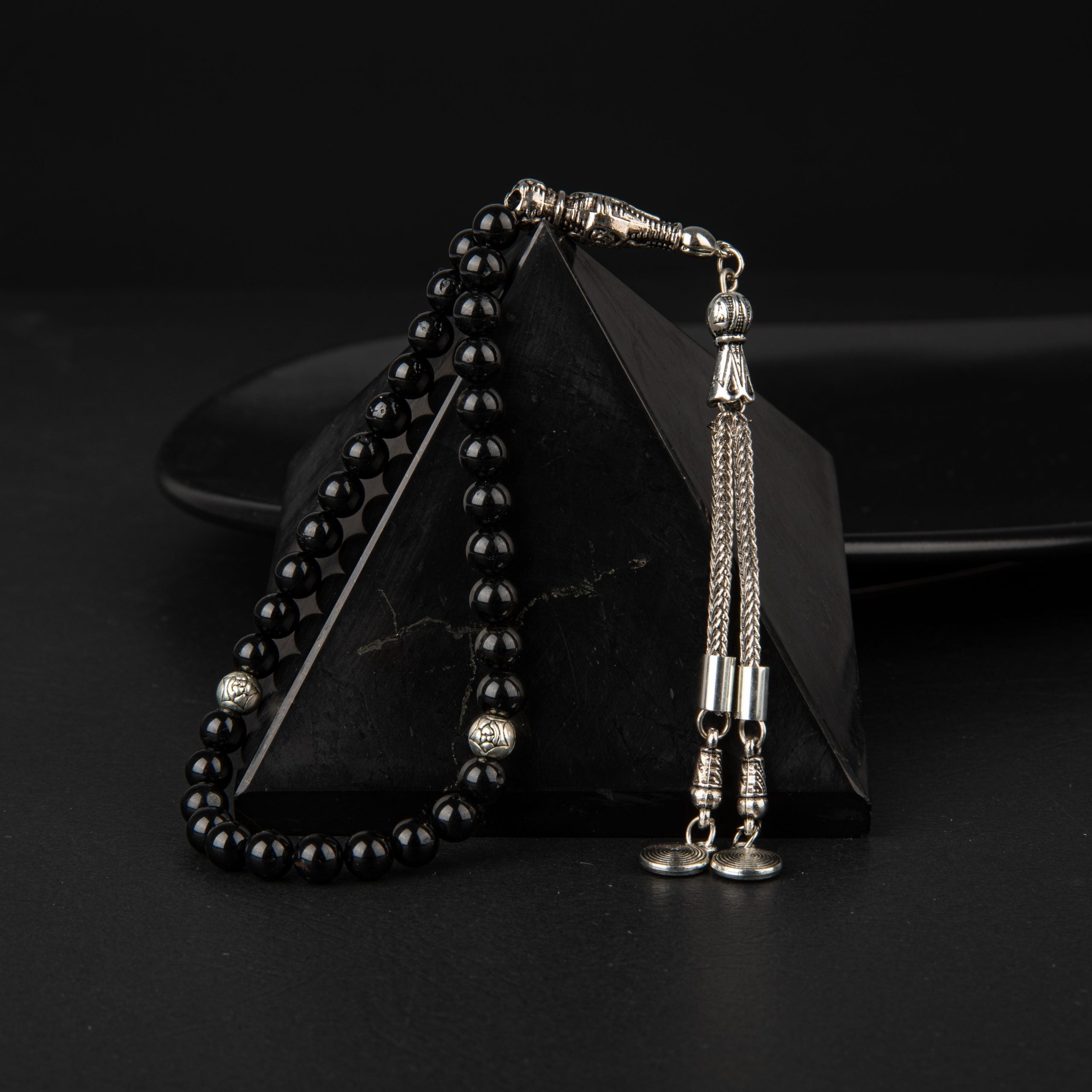 Black Tourmaline Natural Gemstone Prayer Beads 33-Bead – 6mm Handcrafted